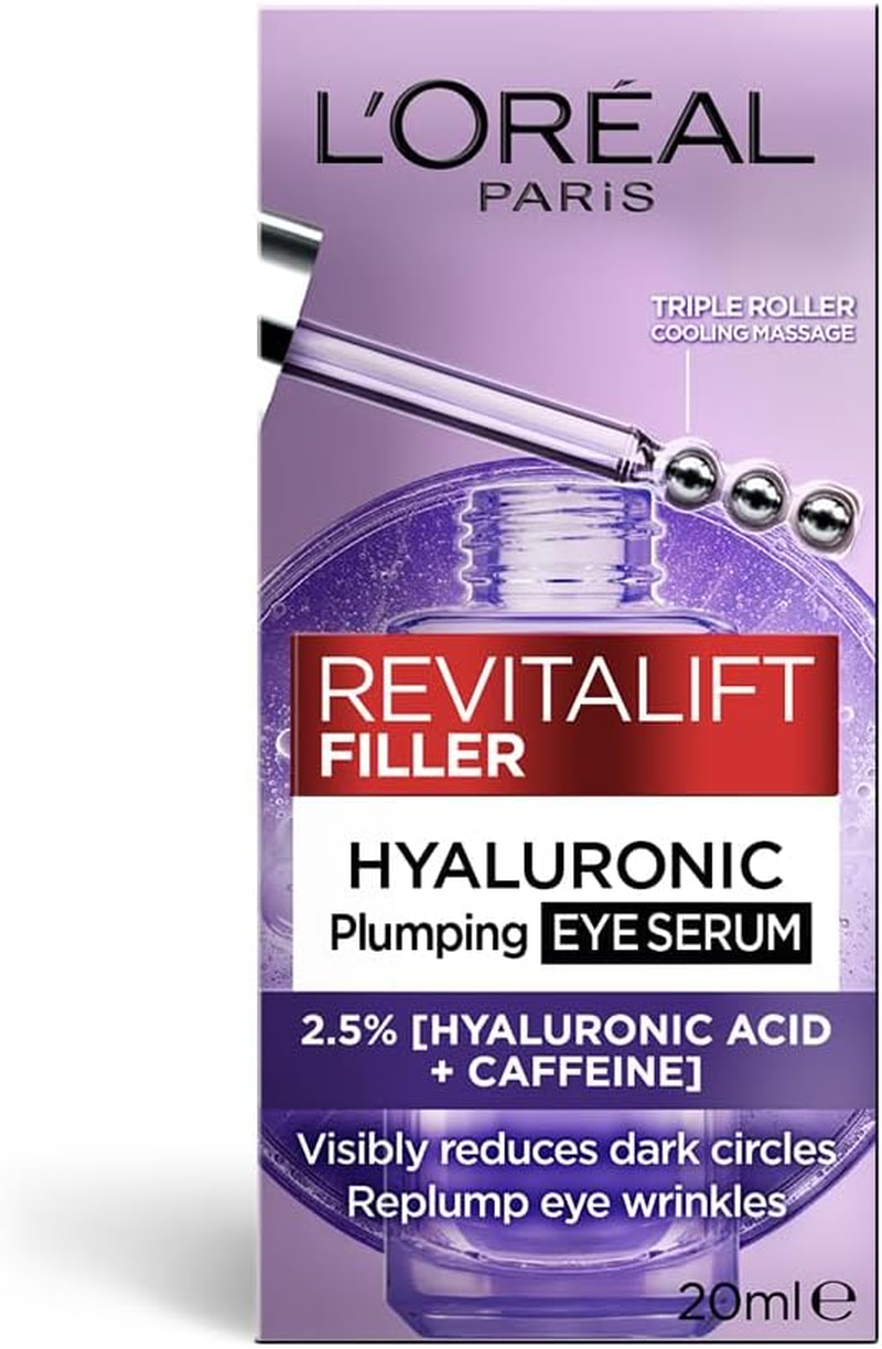 L&rsquo;Or&eacute;al Paris Eye Serum, Energising & Smoothing, Revitalift Filler 2.5% Hyaluronic Acid + Caffeine, 20 Ml image number 5