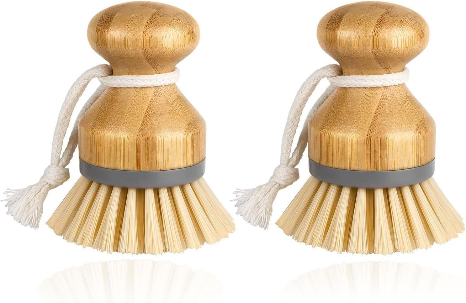 Pack of 2 Bamboo Palm Scrub Brushes - Ideal for Dishes, Pots, Pans, and Kitchen Sink Cleaning image number 6