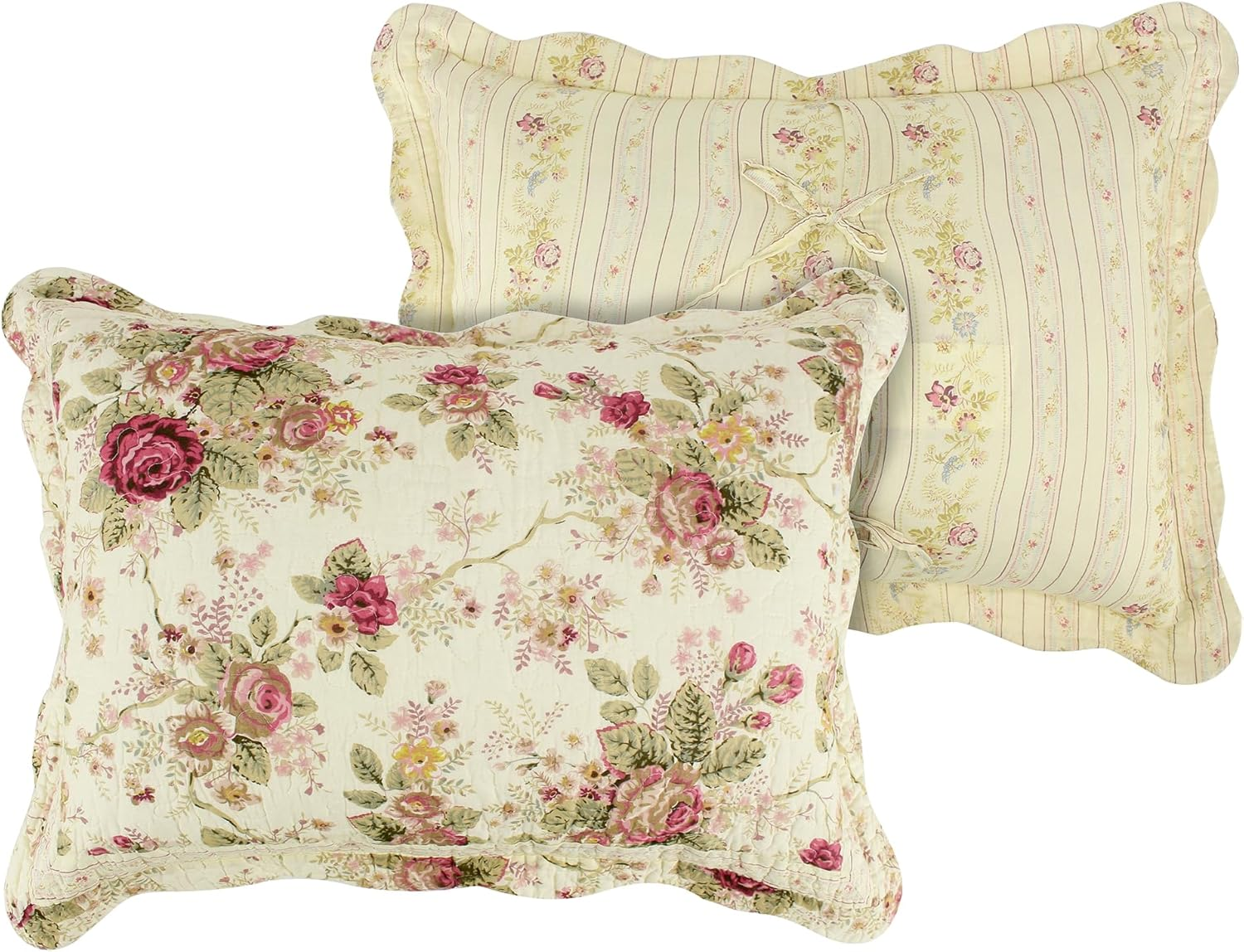 Greenland Home Antique Rose 100% Cotton Shabby Chic Bedspread Set, 3-Piece Queen, Ecru image number 4