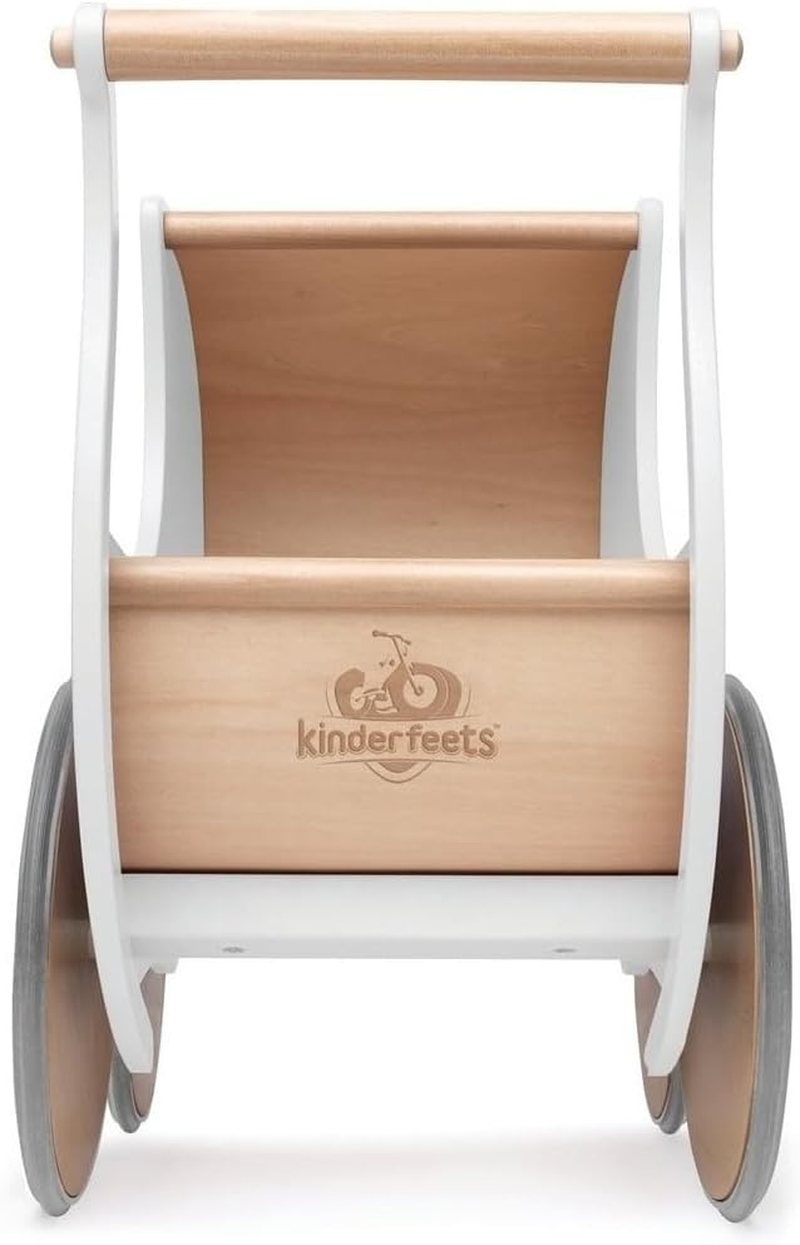 (White) - Kinderfeets Wooden Doll Pram/Walker (White) image number 1
