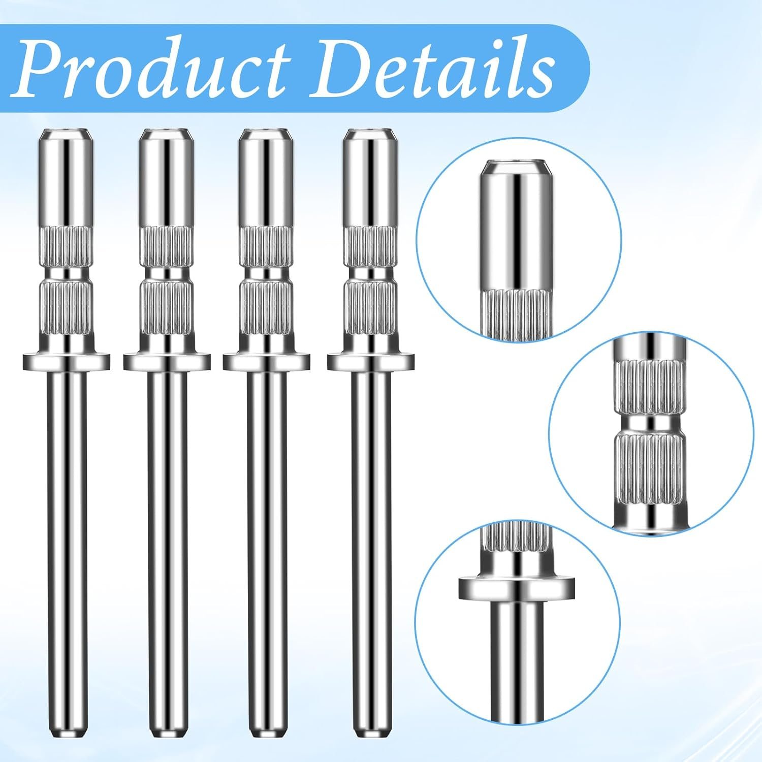 4 Pcs Small Mandrel Nail Bit, 3 Mm Mandrel Nail Drill Bit Sanding Bits for Nails Drill Sanding Band Nails Drills Bits for Electric File Sanders Manicure Pedicures Tool Home Salon (Sliver) image number 1