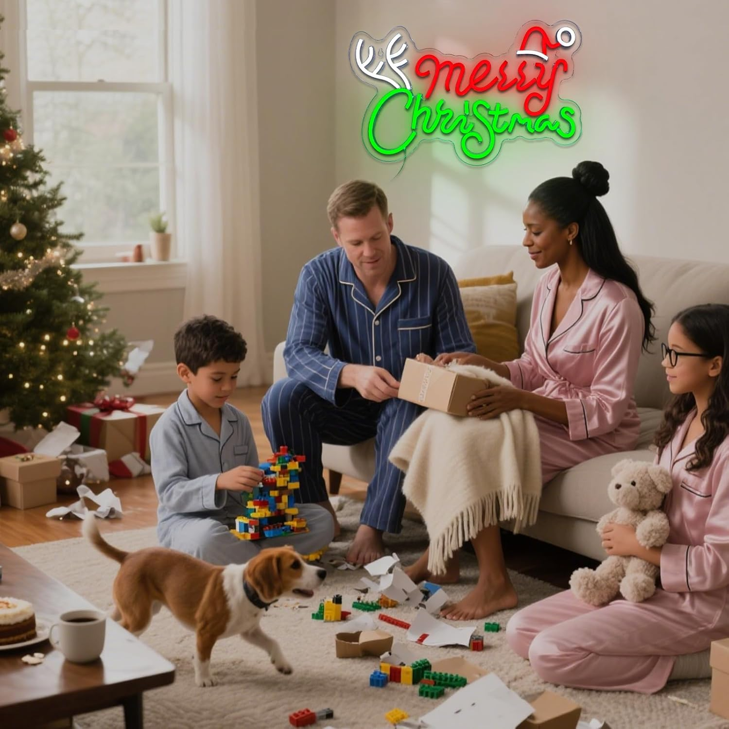 OYCGZV Merry Christmas Neon Sign for Wall Decor - Santa Neon Light for Bedroom Dimmable USB Led Sign for Christmas New Year Party Home Living Room Restaurant Bar Club Store Business - Green-Red image number 3