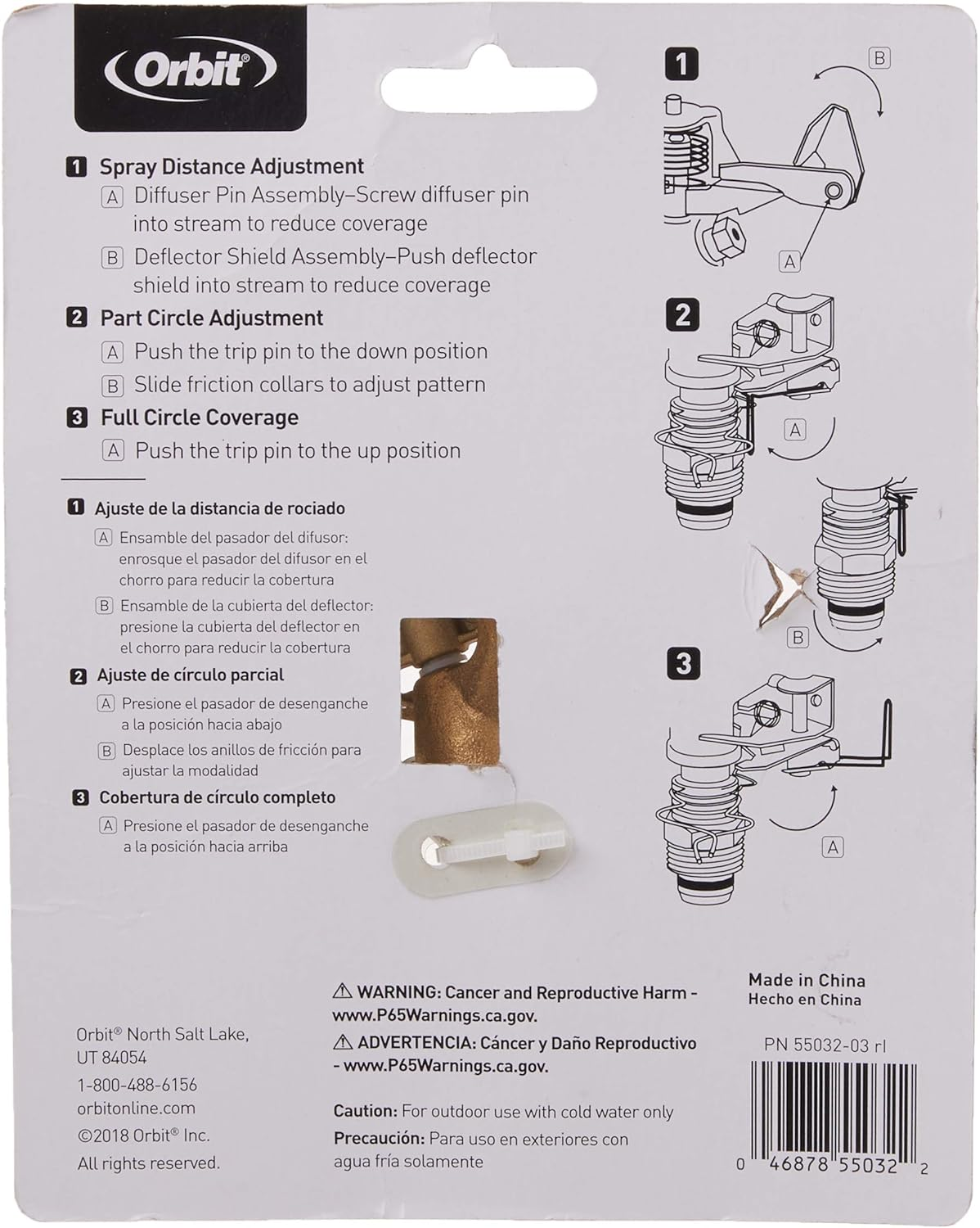 Orbit 55032 1/2" BRS Sprinkler Head, Connection, Silver and Gold image number 6