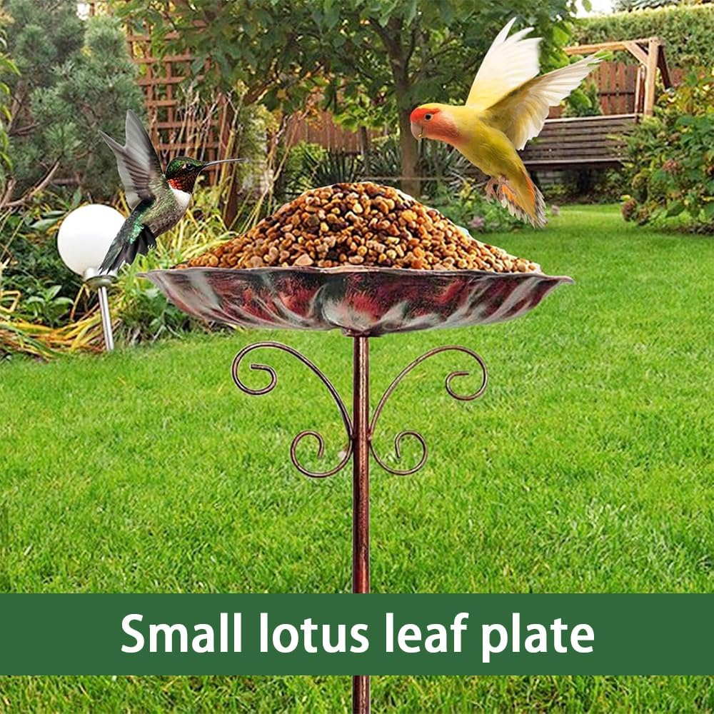 JIUSEGE Vintage Metal Bird Bath for Outdoors, Adjustable Standing Bird Feeder Bowl for Garden, Yard, Balcony & Patio, Decorative Outdoor Birdbath image number 4