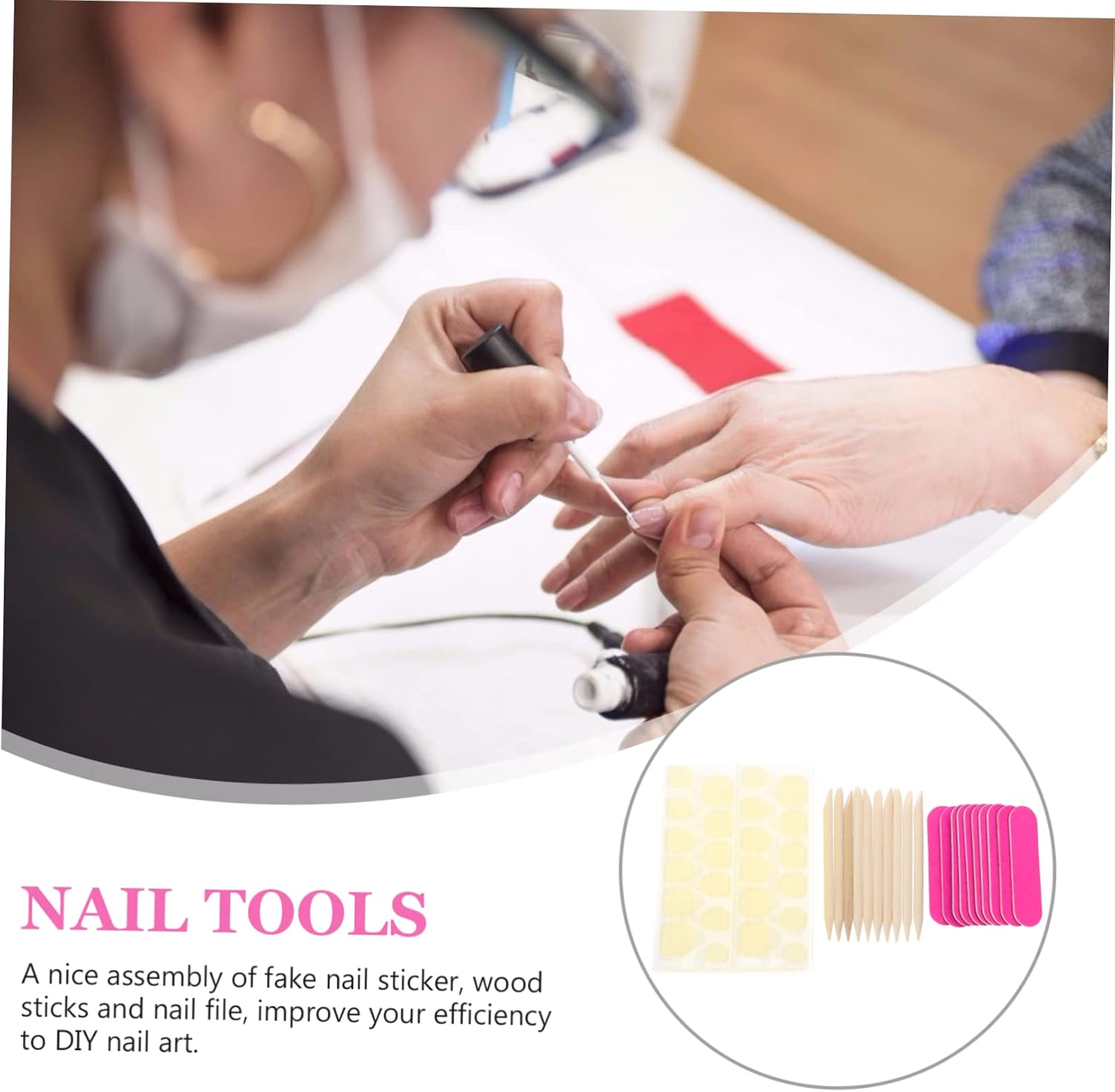 DONFAMDS 40Pcs Manicure Kit False Nails Nail Stickers Files for Diy Home Salon Use image number 5