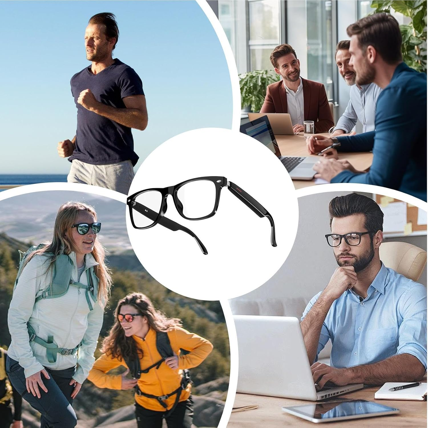 Smart Audio Glasses with Speaker, Listenning Music and Calls with Volumn up and Down, Wireless Audio Answer and End Calls Glasses Women Travel Use - A image number 7