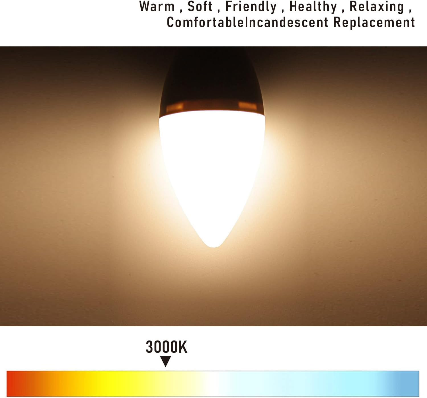 FEILEMAN E14 LED Light Bulbs 8W Super Bright Small Edison Screw Warm White 3000K,E14 LED Candle Bulb 8W 880LM Replacement 80W Halogen Bulb Not Dimmable Candle Bulb Pack of 6 image number 3