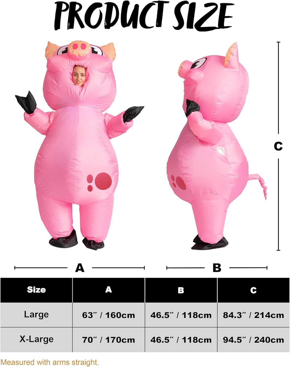 Spooktacular Creations Inflatable Pig Halloween Costume, Adult Unisex Full Body Animal Pig Inflatable Costume - One Size (Piggy) image number 1