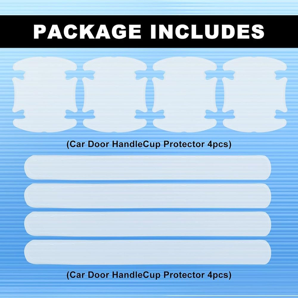 Universal 8PCS Car Door Handle Protector Stickers,Transparent anti Scratch Film for Most Vehicles, No Residue Invisible Paint Protection, Easy Install Door Bowl Cover Prevent Finger Marks image number 1