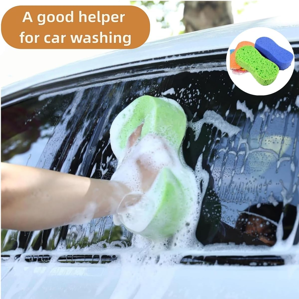 4 Packs of Car Wash Sponges, Large Soft Super Absorbent Scratch-Free Multi-Purpose Cleaning Tiles, Bicycles, Kitchen, Bathroom, Household Sponges (Random Color) image number 1