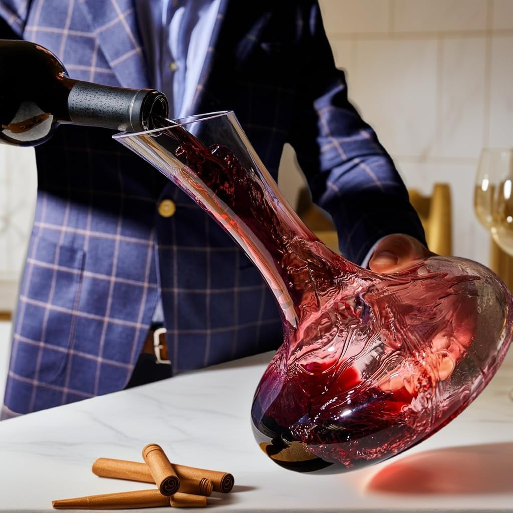 Wine Decanter 1500Ml/52Oz Elegant Red Wine Carafe Decanter, Hand Blown Lead-Free Crystal Glass Wine Carafe for White and Red Wine, Bottle Gift and Wine Accessories image number 1
