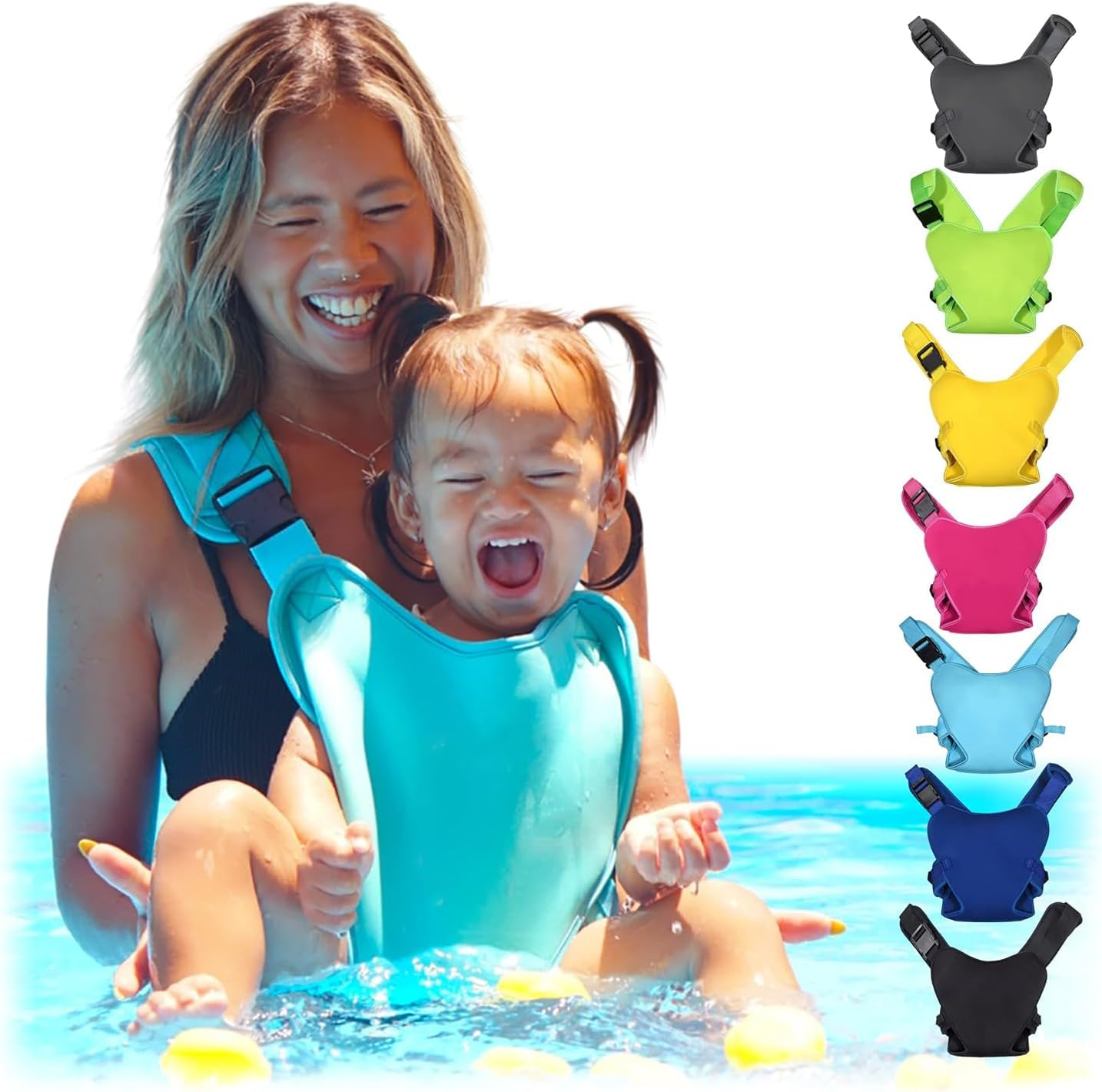 Baby Carrier - Innovative Carrier Seat for Water and Land - Waterproof Infant Chest Holder with Adjustable Straps, Lightweight Toddler Harness for Pool & Beach (Black)