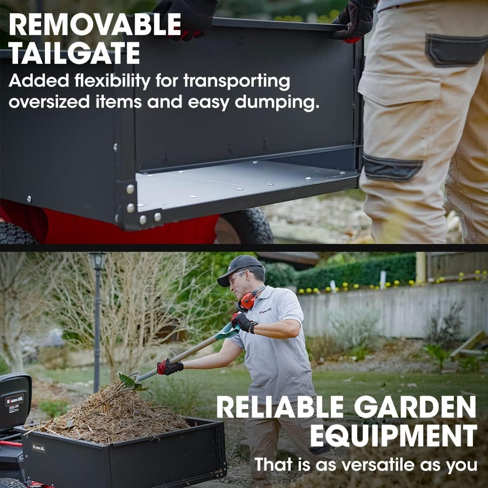 Baumr-Ag Garden Steel Dump Cart for Ride on Mower 270Kg ATV Metal Trailer Wagon with Removable Tail Gate