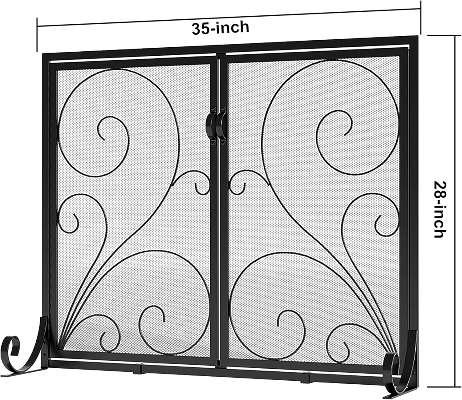 Fire Beauty Fireplace Screen with Doors, Handcrafted Solid Steel, Heavy Duty Metal Mesh, Powder Coat Finish, Spark Guard image number 6