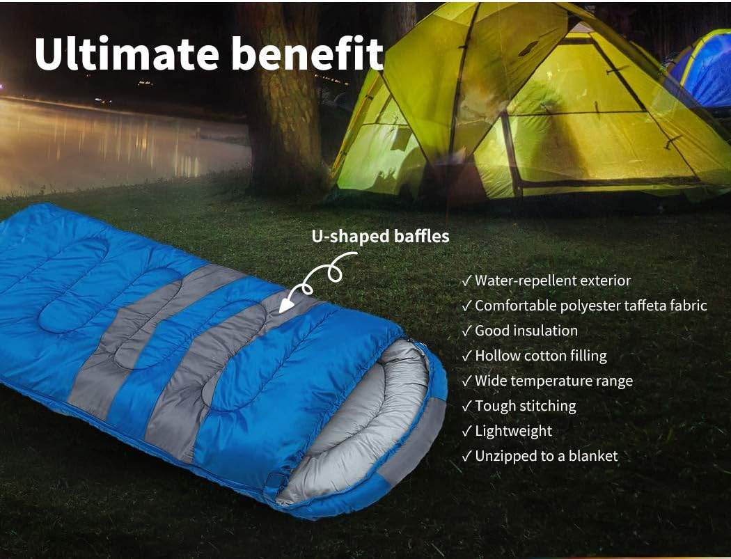 Mountview Single Sleeping Bag Bags Outdoor Camping Hiking Thermal -10℃ Tent image number 2