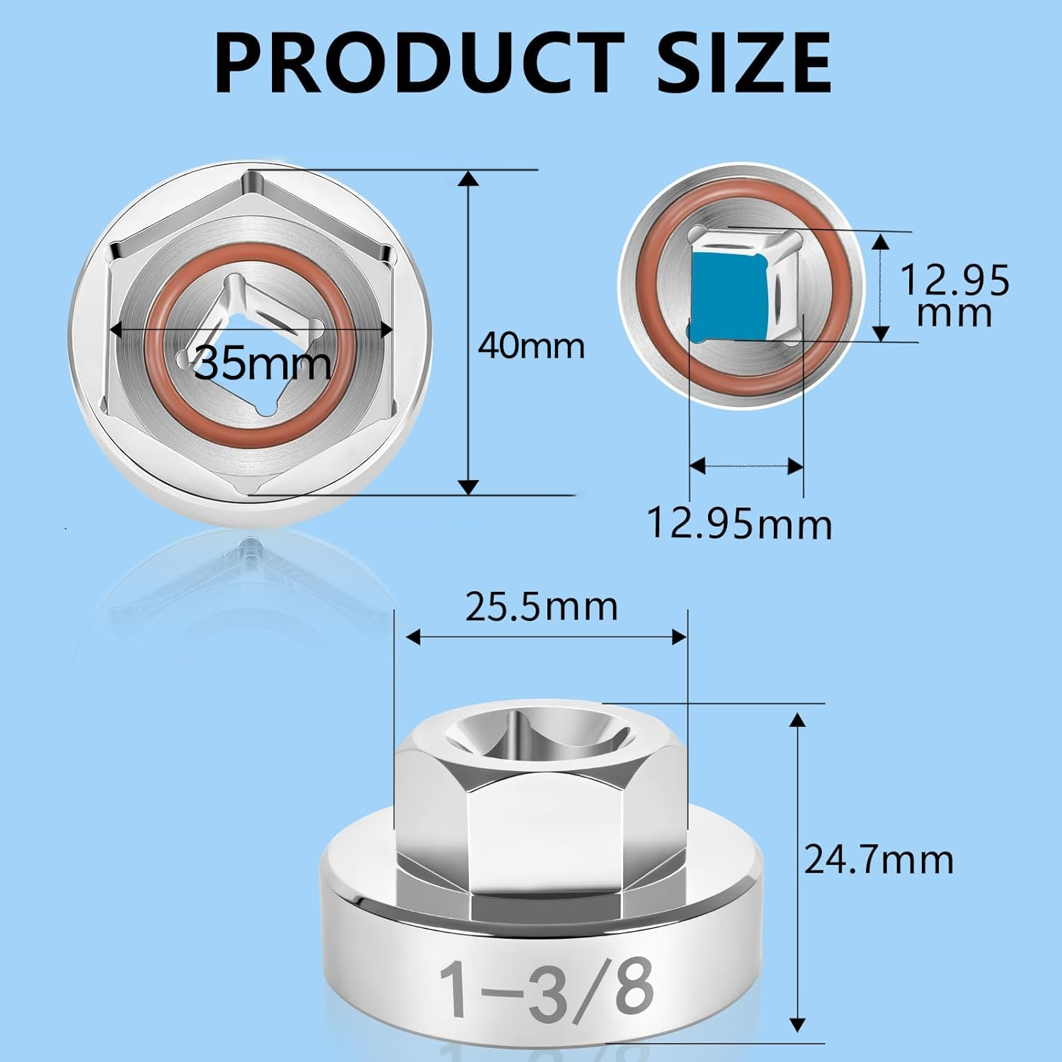 Fork Cap Nut Socket for Harley Big Twin and Sportster Models, Fits 1-3/8 Inch (35Mm) Hex Fork Cap Nuts, Motorcycle Maintenance Tools image number 1
