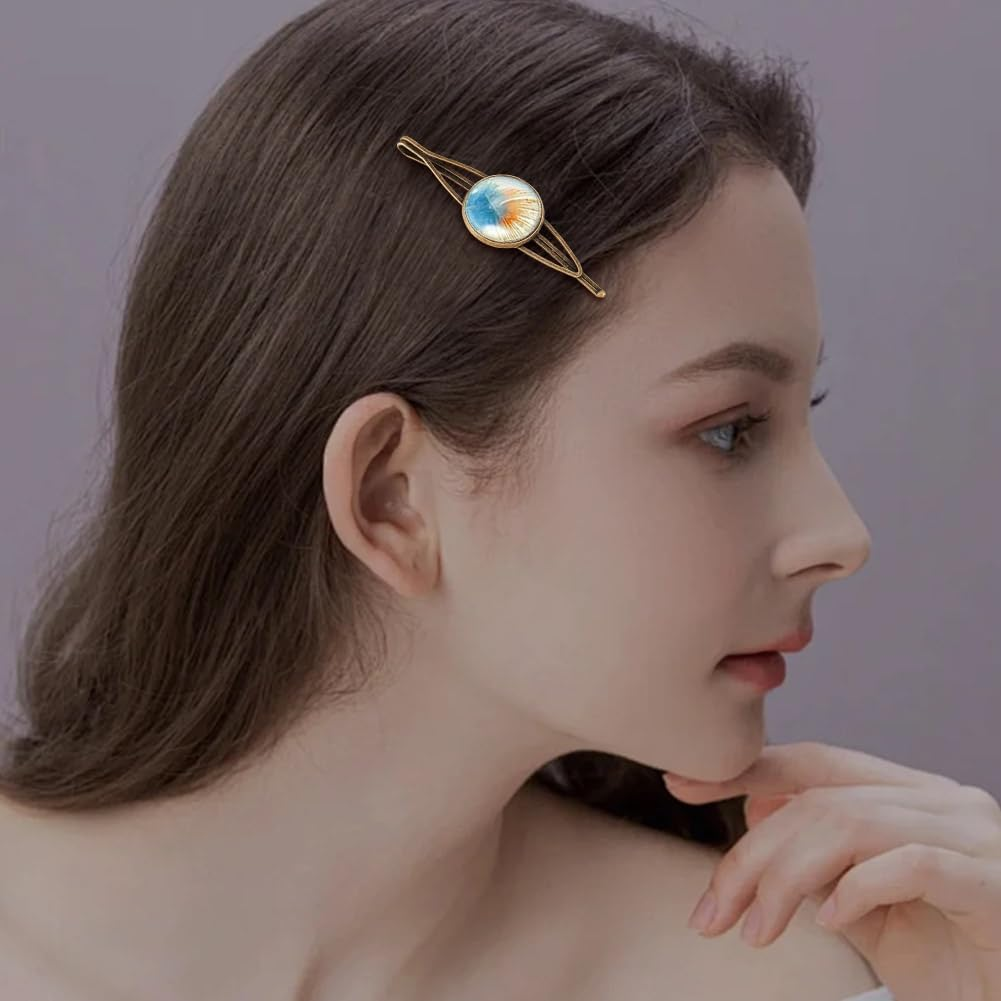 GOMAKERER Pack of 12 Hair Clips with Blank round Shelf Hair Pins Made of Brass 6 Colours with 12 Pieces 19.5 Mm Transparent Cabochons Blank Hairpin Setting for DIY Pictures Photos Curved Cameo image number 2