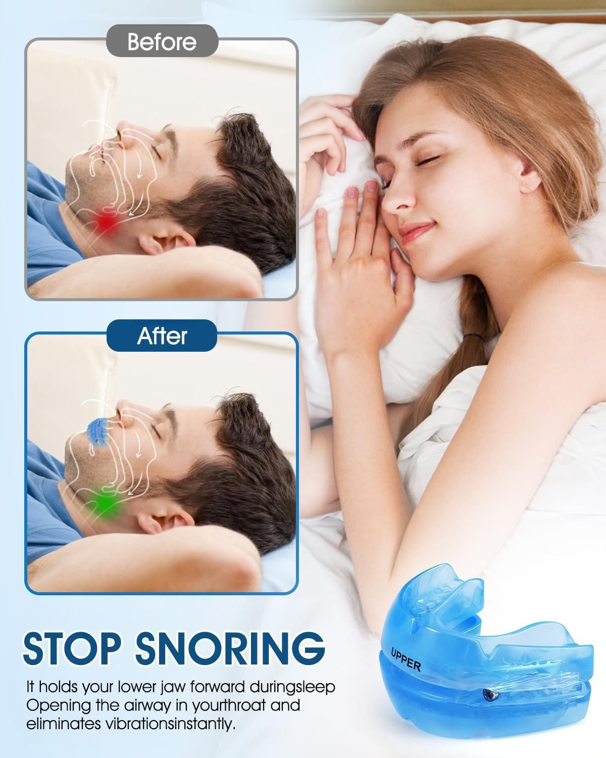 Anti Snoring Device- BPA Free anti Snoring Mouthpiece Mouth Flexible Adjustable Effective Reduce Clenching & Pain anti Snore Solution for Men and Women Reclaim Peaceful Sleep with Portable Storage Box image number 5