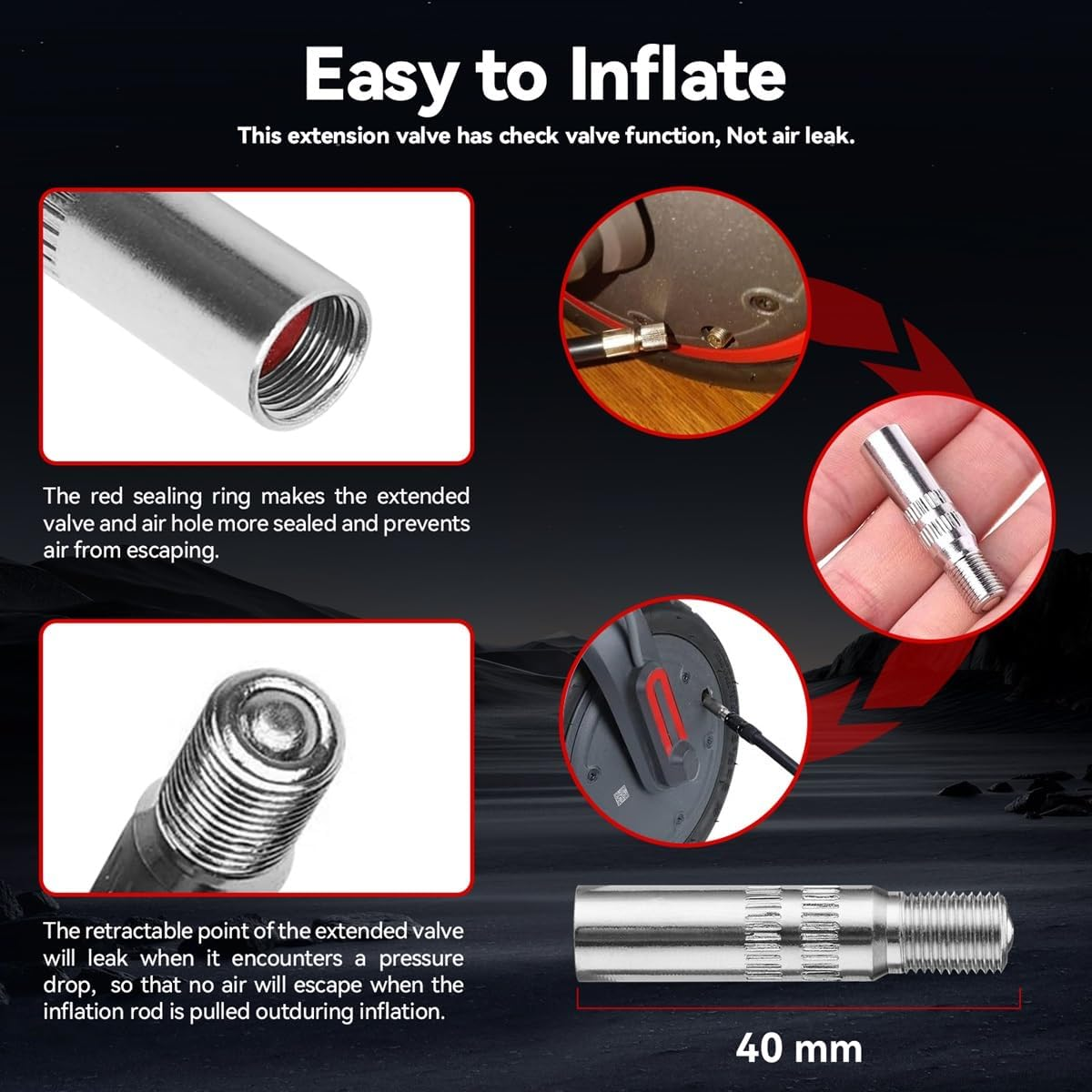 Aibiku 8.5-Inch Thickened Inner Tubes, Inflatable Tires for Xiaomi M365, Gotrax GXL V2 Scooter Inflated Spare Tire - with Valve Extension and Metal Valve Caps, 8 1/2 X 2 (Pair) image number 6