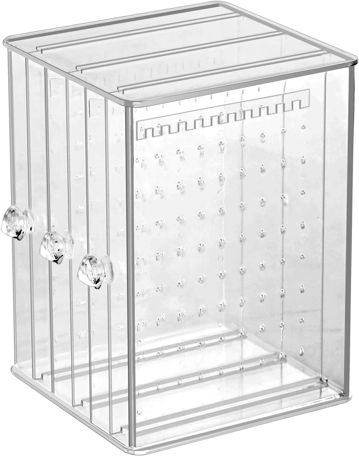 Sooyee Acrylic Earring Holder and Jewelry Organizer with 5 Drawers,Dustproof Jewelry Stand Rack Display Classic for Necklaces Bracelet Earrings and Ring,Clear image number 4