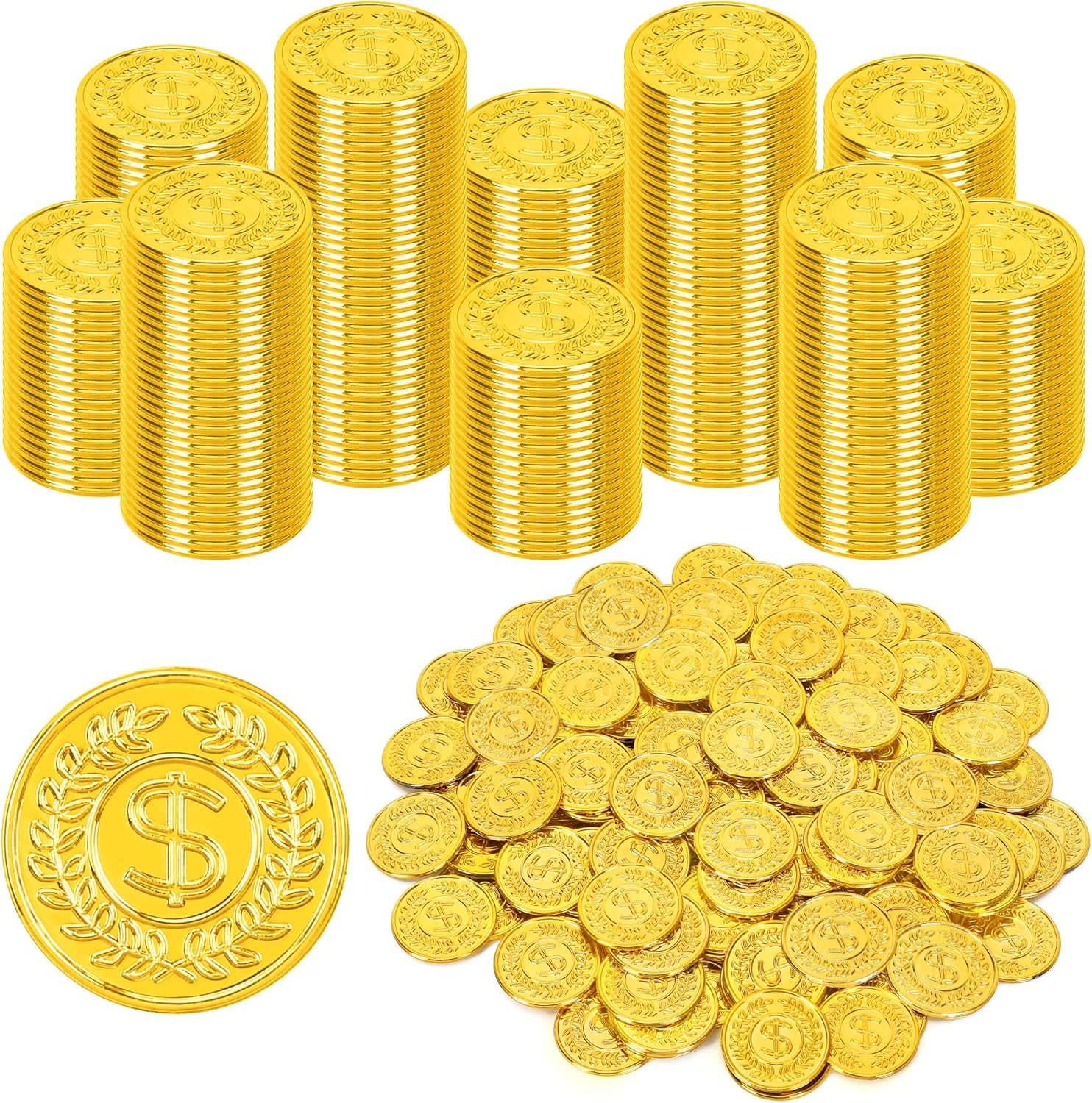 200 PCS Plastic Gold Coins, Metallic Coins image number 2