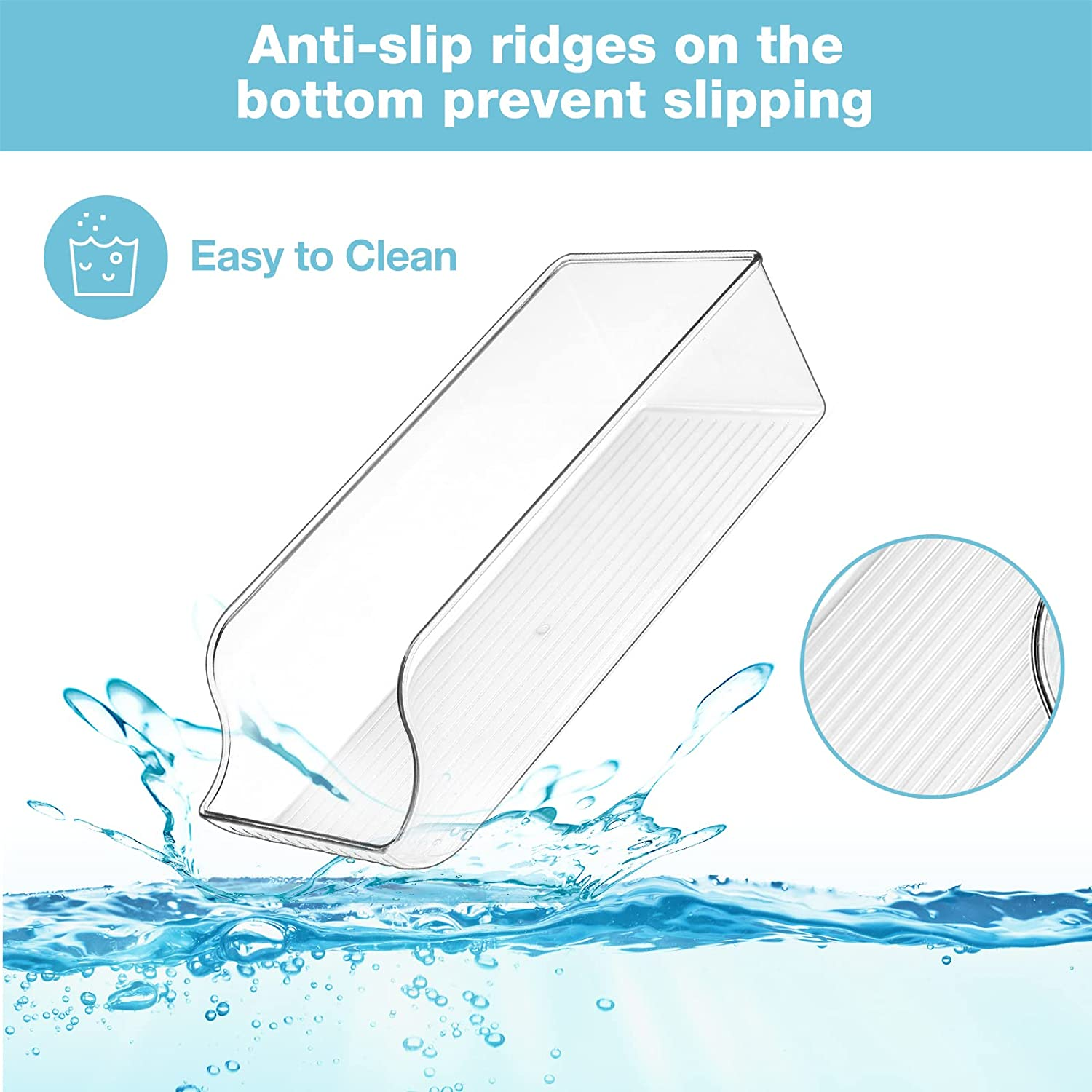 Puricon 2 Pack Can Drink Dispenser Organizer for Refrigerator, Clear Plastic Soda Pop Can Holder Container Storage Bin for Fridge Freezer Pantry Cabinet Kitchen -For Standard Can image number 6