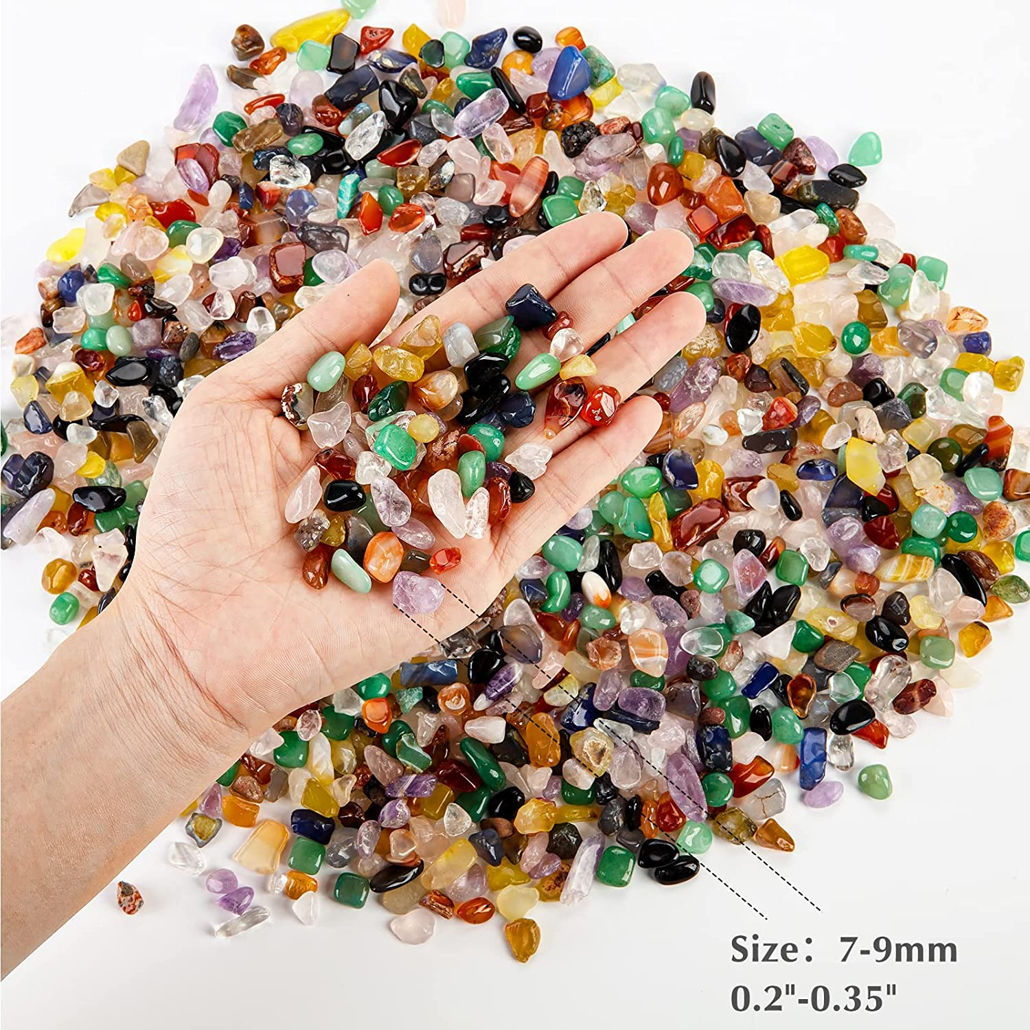 RIFNY Colorful Crystal Decorative Rocks 0.3" Polished Stones for Vase Filler Aquarium Fish Tank Gravel Air Plant Flower Pots Succulents and Landscape Bottom Decor Handwork DIY Craft (1.5 LB, Color) image number 3