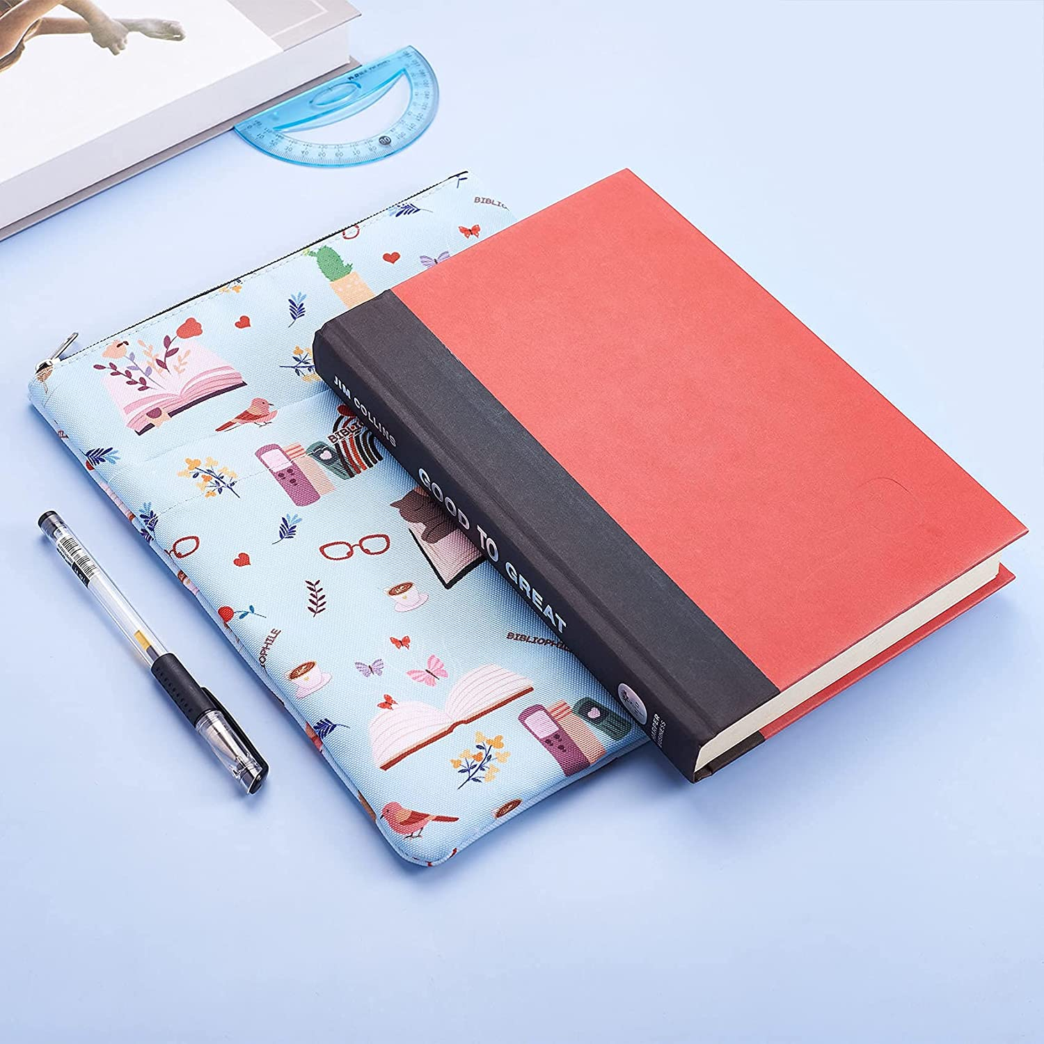 Book Sleeve for Book Lovers, Bibliophile Book Protector, Book Covers for Paperbacks, Washable Fabric, Book Sleeves with Zipper, Medium 11 Inch X 8.7 Inch image number 5