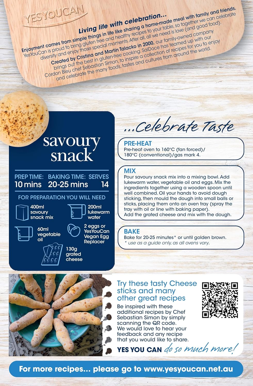 Yesyoucan Savoury Snack Mix - Pao De Queijo - 1 X 400G Pack. Gluten Free, Soy Free and Egg Free - Cheese Bread Snacks image number 1