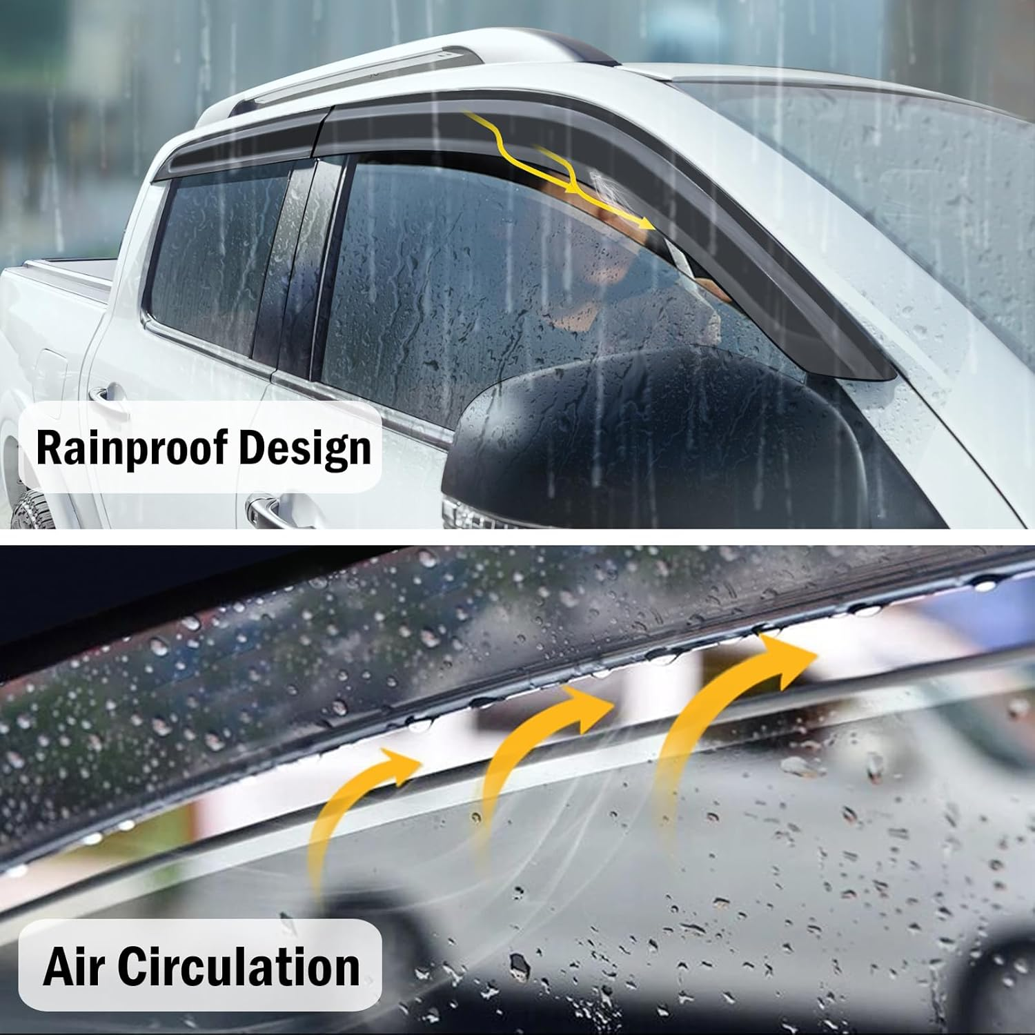 SUERAUTO4X4 Weather Shield for GWM Cannon 2020-2025 Dual Cab Accessories, GWM Ute Weathershields Window Visors Car Wind Deflectors Rain Guard Exterior Tinted Black, 4PCS image number 4