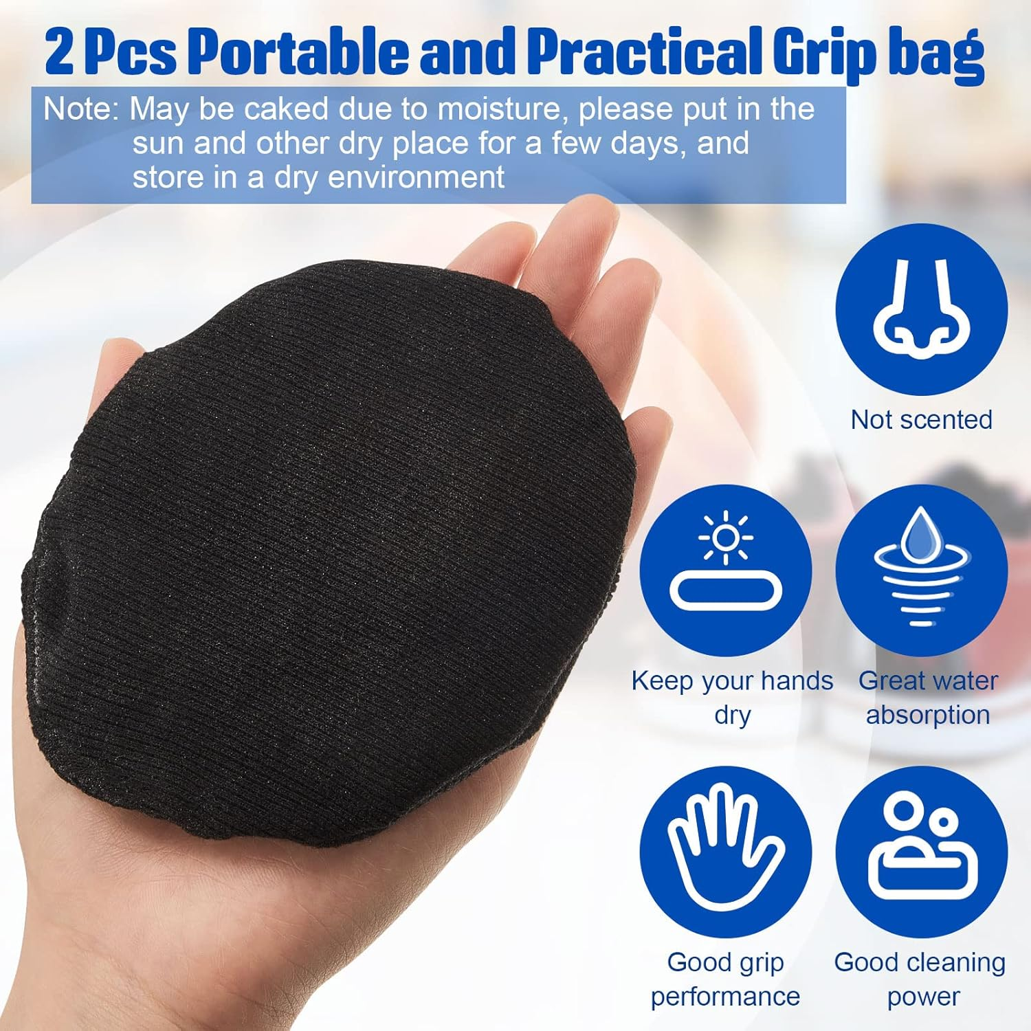 Lewtemi 2 Pieces Bowling Rosin Grip Bag Powder Bowling Grip Sack for Drying Hands Golf Accessories - Black, Dark Blue image number 4