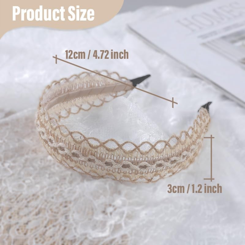 MSLSOZ Woven Boho Headband Set, 3Pcs Metal Headband with Fabric Wrap, Natural Hair Accessories for Women, Hair Decor for Beach Vacations & Gifts (Khaki) image number 6