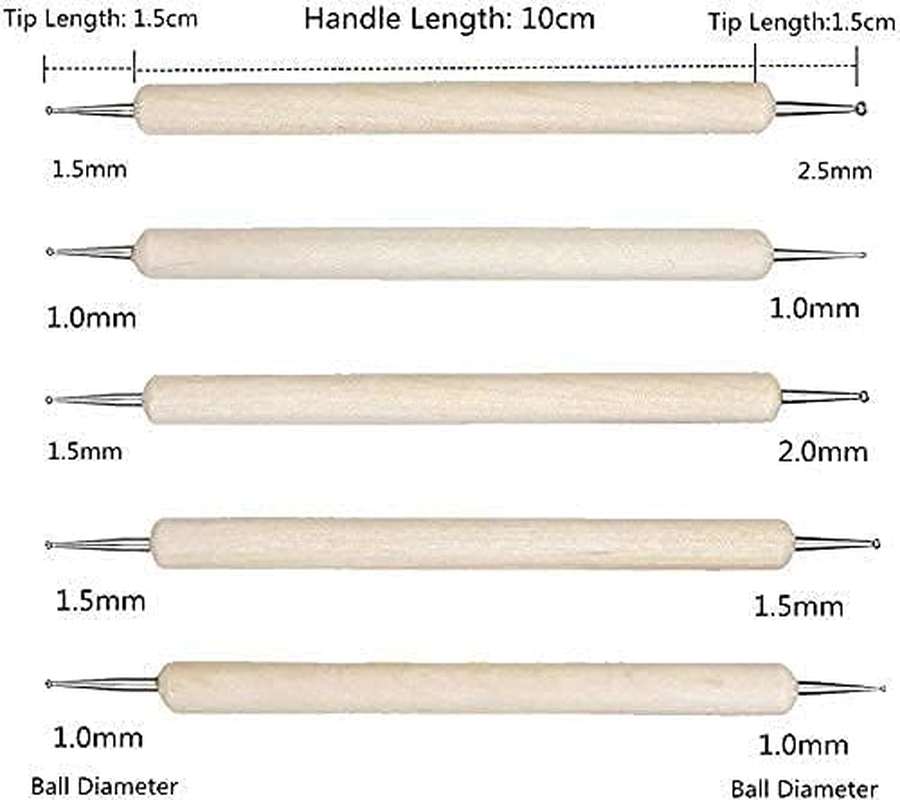 Es&sup3;Kube Nail Art Tool Set, Ball and Wooden Dotting Embossing Stylus for Nail Art - Set of 9 Pieces
