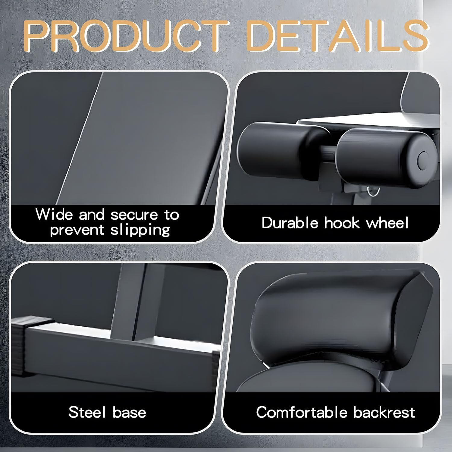 JIQIAO Adjustable Weight Bench - Foldable, Angle-Adjustable (Incline/Decline/Flat) for Bench Press, Dumbbell-Compatible, Compact 265LBS Load Capacity - Home Gym Full-Body Workout image number 5