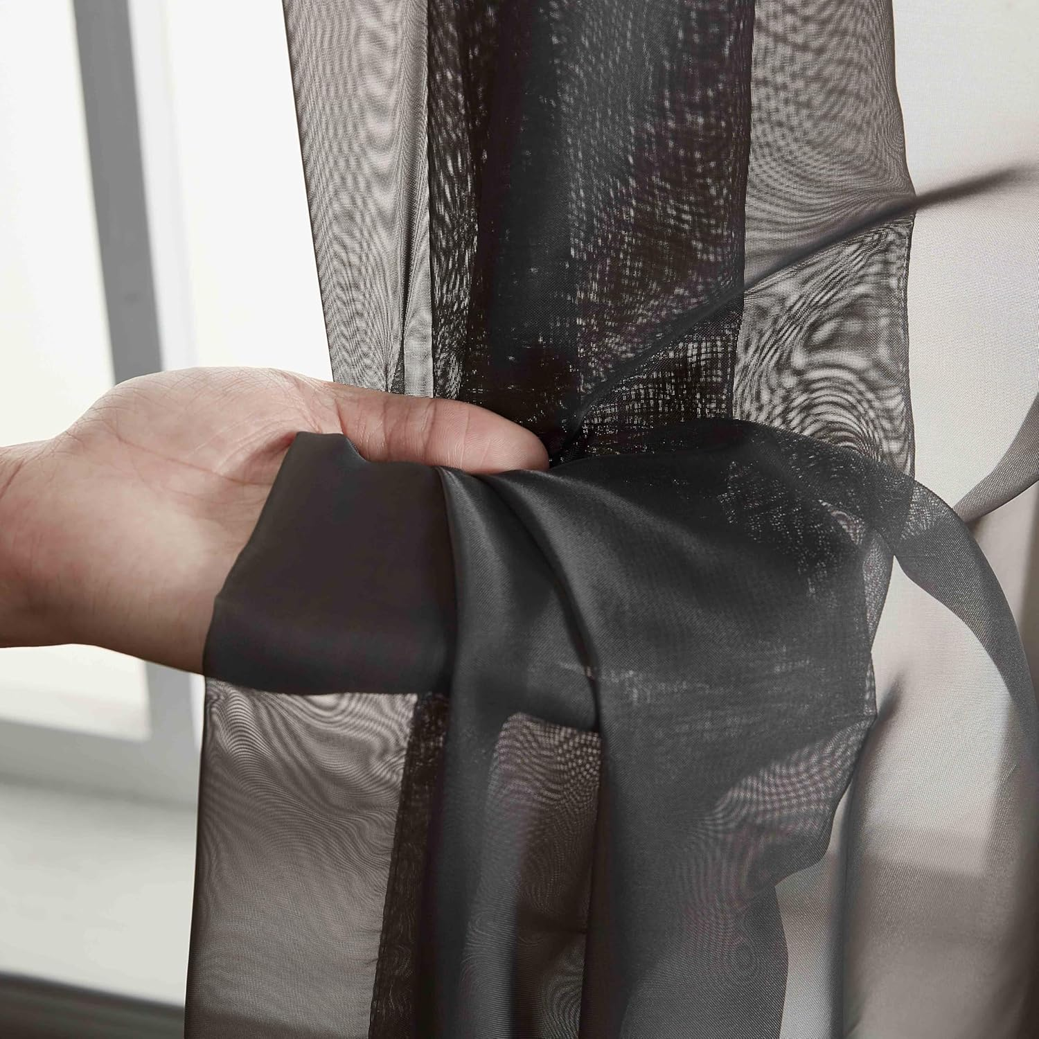 HLC.ME Charcoal Grey 2-Pack 270Cm Inch X 160Cm Inch Window Curtain Sheer Panels image number 2