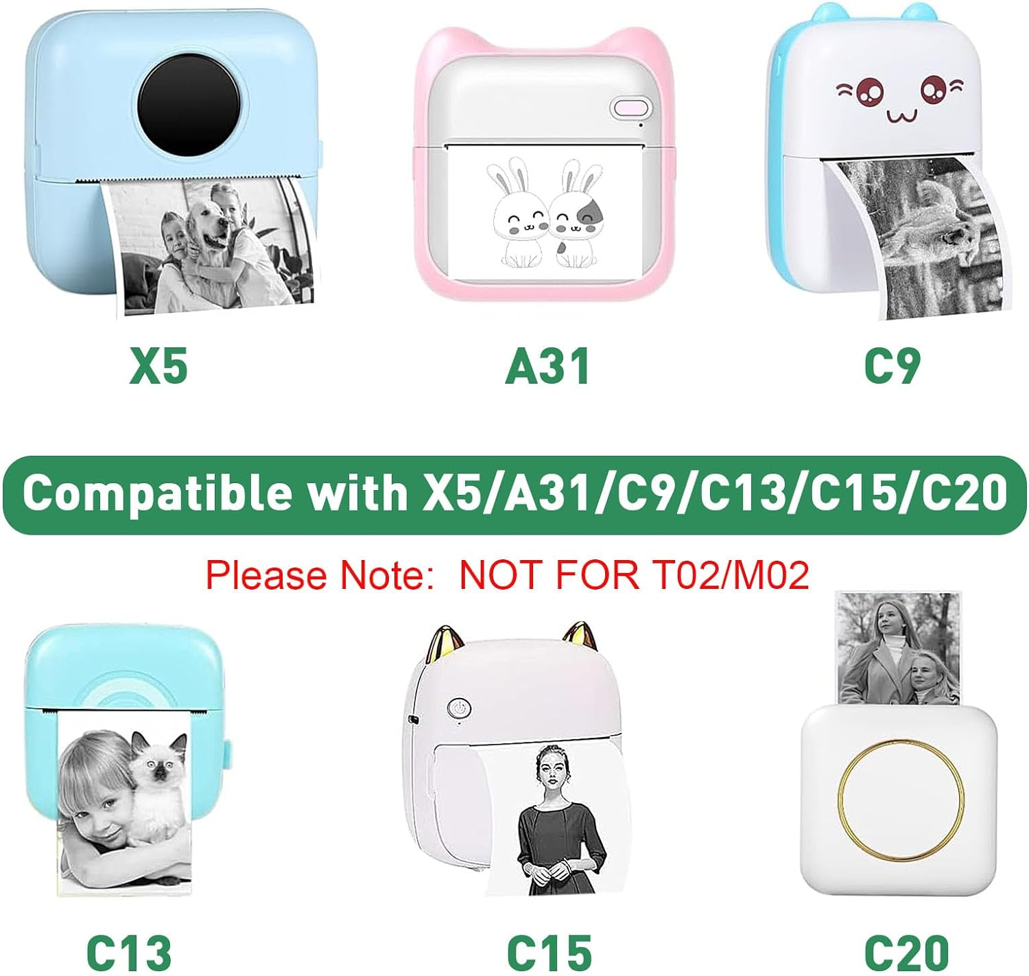 20PCS Mini Printer Paper,Thermal Sticker Paper,Self-Adhesive,Mini Thermal Printer Paper,Mini Photo Printer Labels, for Photos, To-Do Lists,Notes,Black on White,5.7 X 2.5Cm image number 2