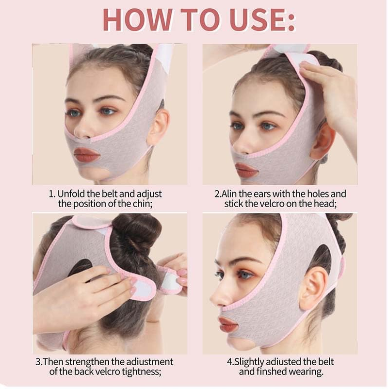 LGLAU Beauty Face Contouring Sleeping Mask Chin Reducer,Reusable V Line Lifting Mask,V Line Shaping Facial Masks,Slimming Face Strap Masks Anti-Aging and Anti-Wrinkle Band,Chin up Mask Face (Pink) image number 5