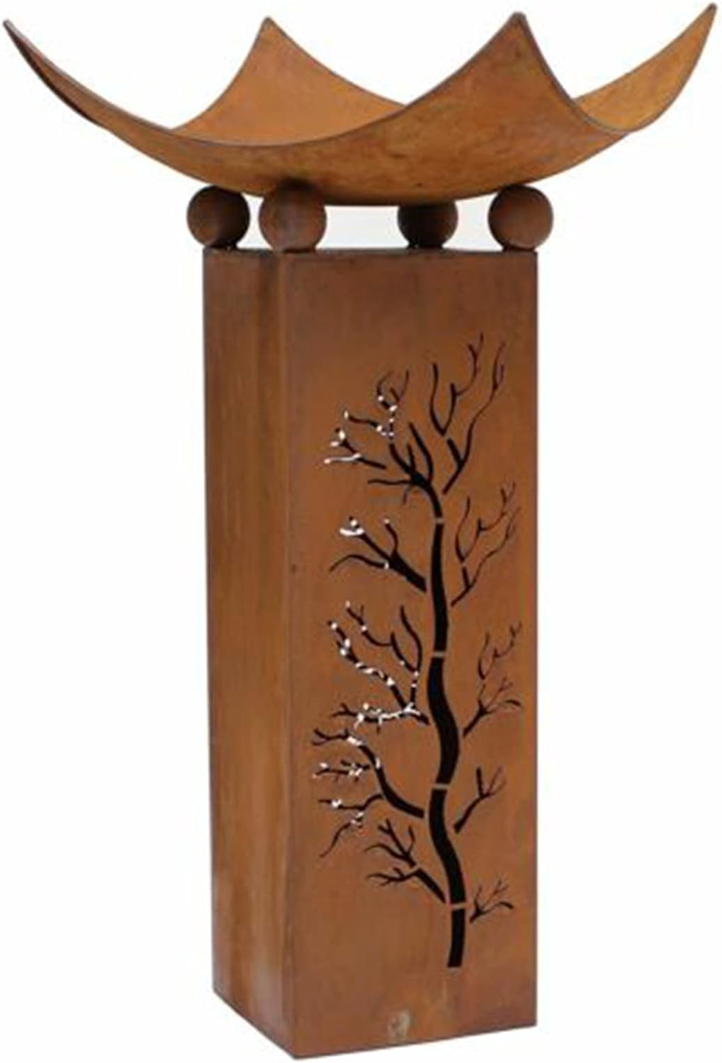 Large Bird Bath 72Cm Wild Birds Feeder Metal Rusty Garden Decor Birdbath Outdoor image number 2