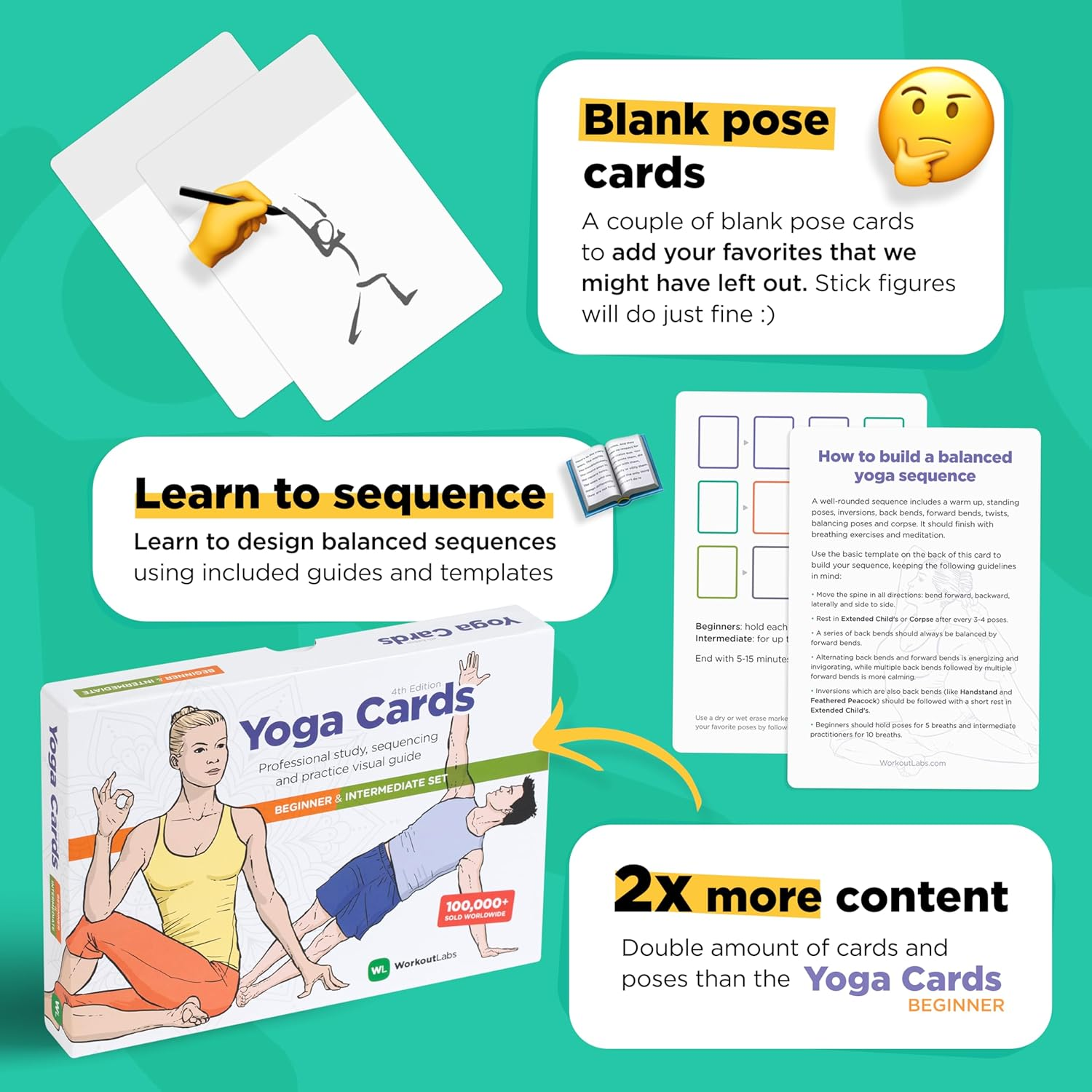 Yoga Cards I & II - Complete Set: Professional Study, Class Sequencing & Practice Guide &middot; Plastic Sanskrit Flash Cards/Deck for Women and Men image number 3