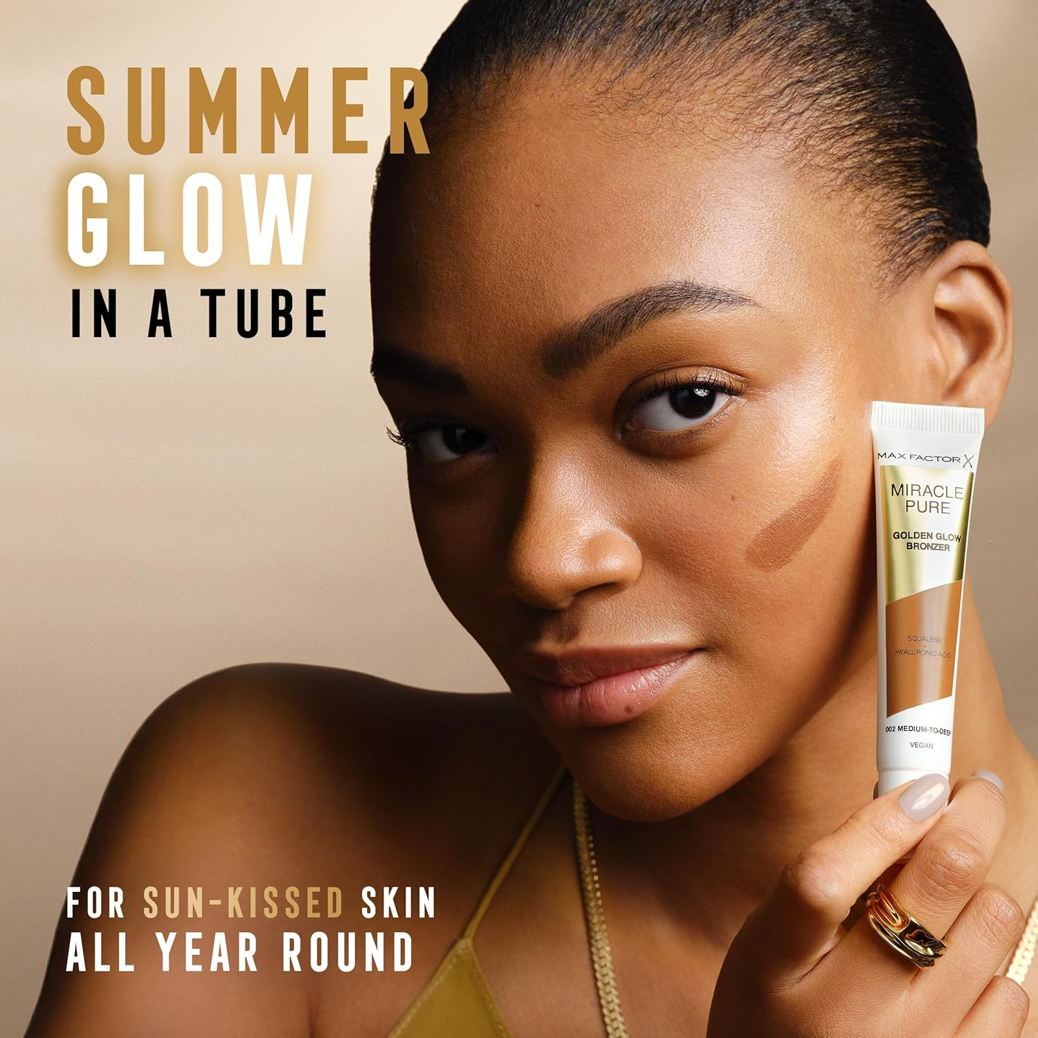 Max Factor Miracle Pure Golden Glow Bronzer, Light-To-Medium, Liquid Bronzer, Creamy Vegan Formula, Squalane & Hyaluronic Acid, 15Ml image number 2