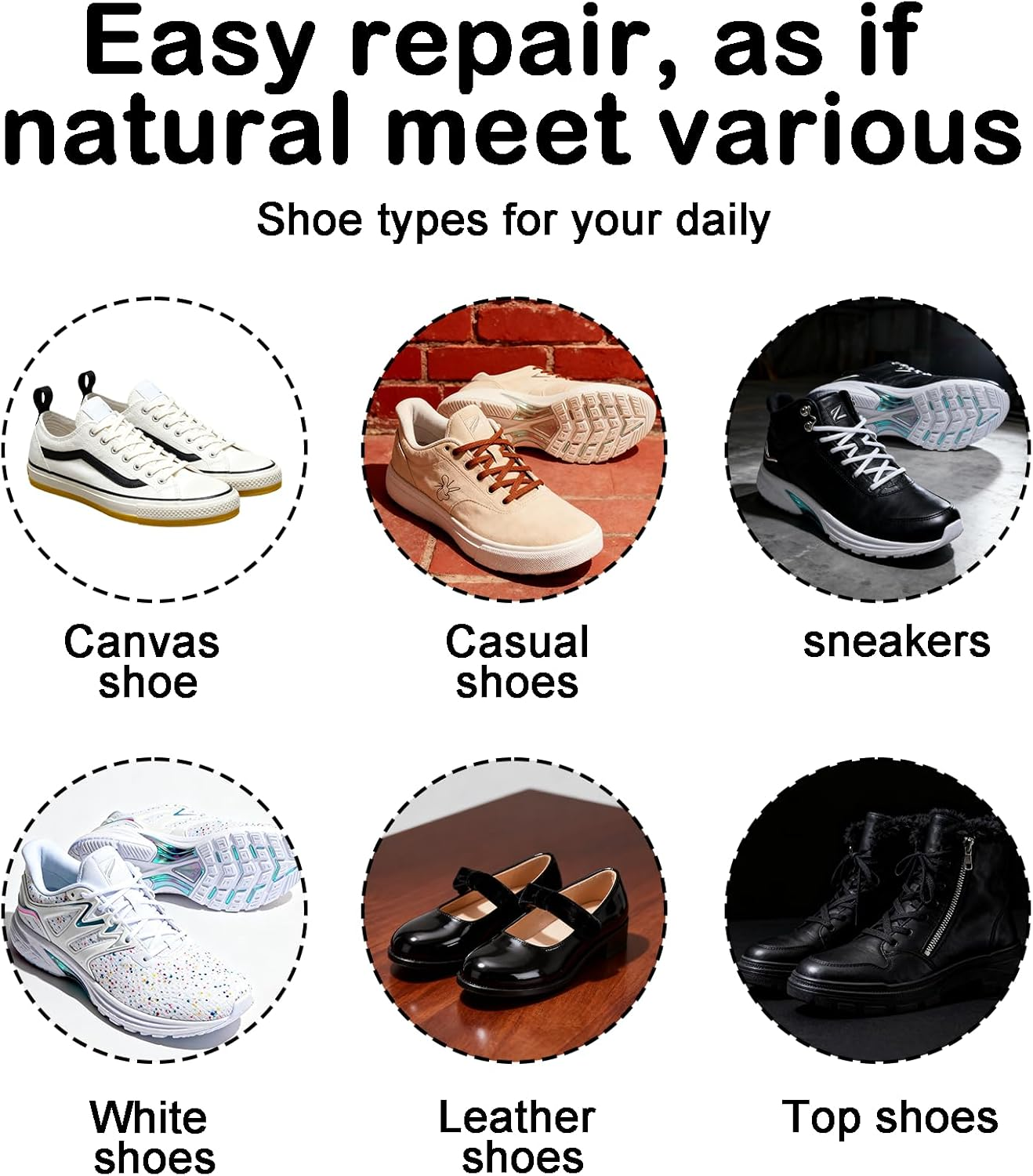 18 Pack Self-Adhesive Heel Repair Patches, Durable Leather Inserts for Hole Repair & Shoe Glue Sole Repair, Comfortable for High Heels, Sneakers, Leather Shoes (White, Gray, Black) image number 4