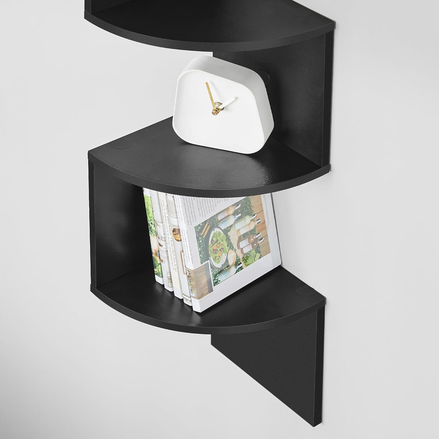 VASAGLE 5-Tier Corner Shelf, Display Floating Shelf in Living Room, Study, Kitchen, Bedroom, for Plants, Cds, Decorations, Modern, Ink Black LBC072B01 - Multicolor image number 6