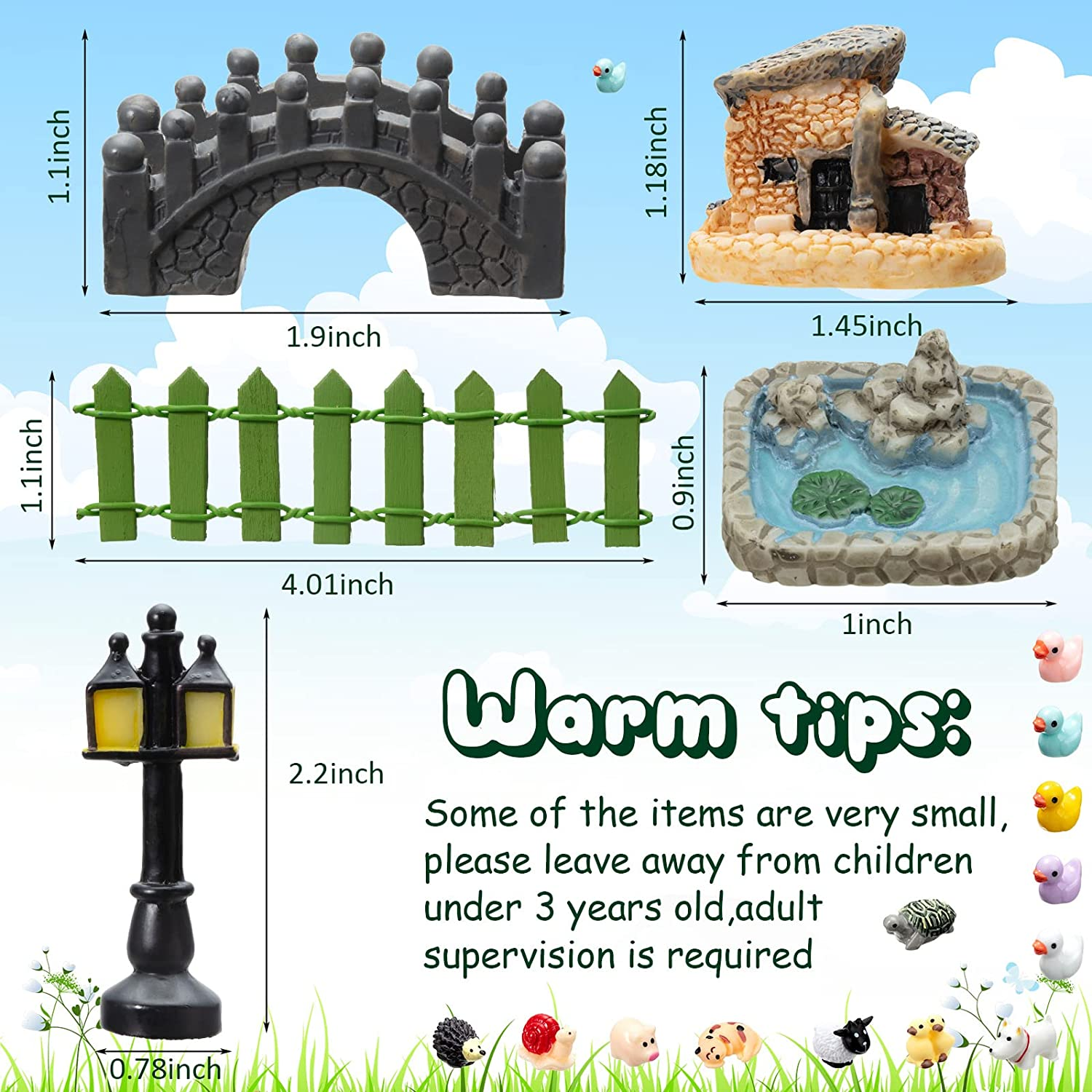 248 Pcs Fairy Garden Kit - Miniature Accessories, Animals, Resin Figurines, Dollhouse Ornaments for DIY Micro Landscape, Plant House Decor image number 3