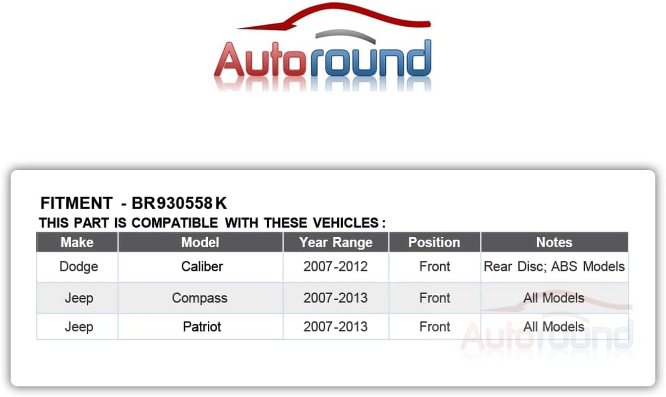 Autoround BR930558K Pair Front Wheel Bearing and Hub Assembly Compatible with Jeep Compass/Patriot 2007-2013, Dodge Caliber 2007-2012 5Lugs image number 3