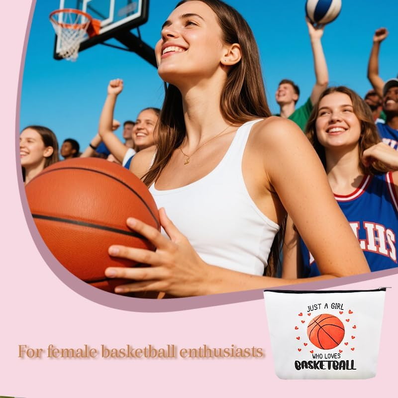 Basketball Makeup Bag Gifts Girls Basketball Lovers Christmas Birthday Gifts for Daughter Cosmetic Toiletry Bag Just a Girl Who Loves Travel Accessories Bags for Bestie Sister image number 6