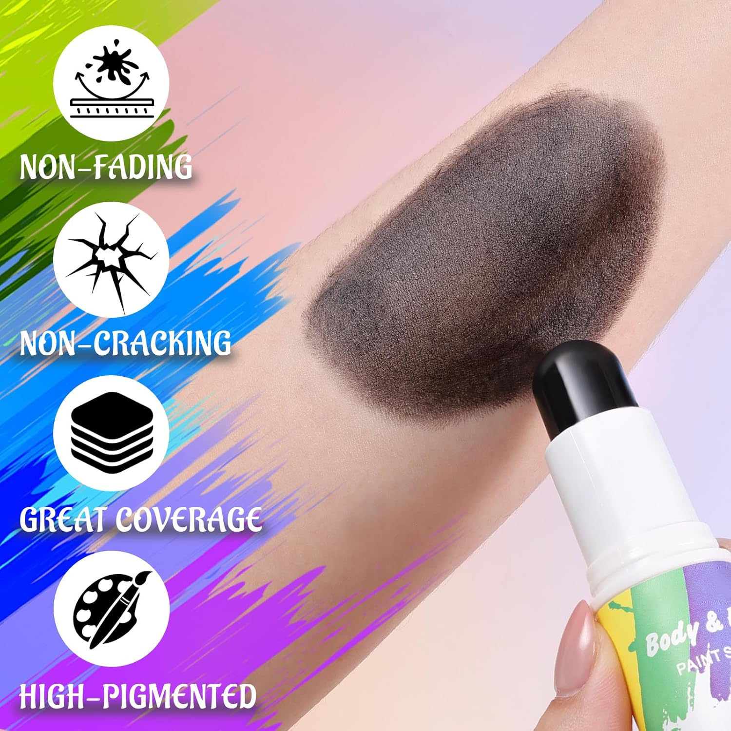 DAGEDA Black Face Paint Stick, Eye Black Stick for Football, Baseball, Lacrosse, Halloween, Cosplay Party SFX Professional Body Paint Makeup, Blendable, Waterproof Face Painting for Adults and Kids image number 6