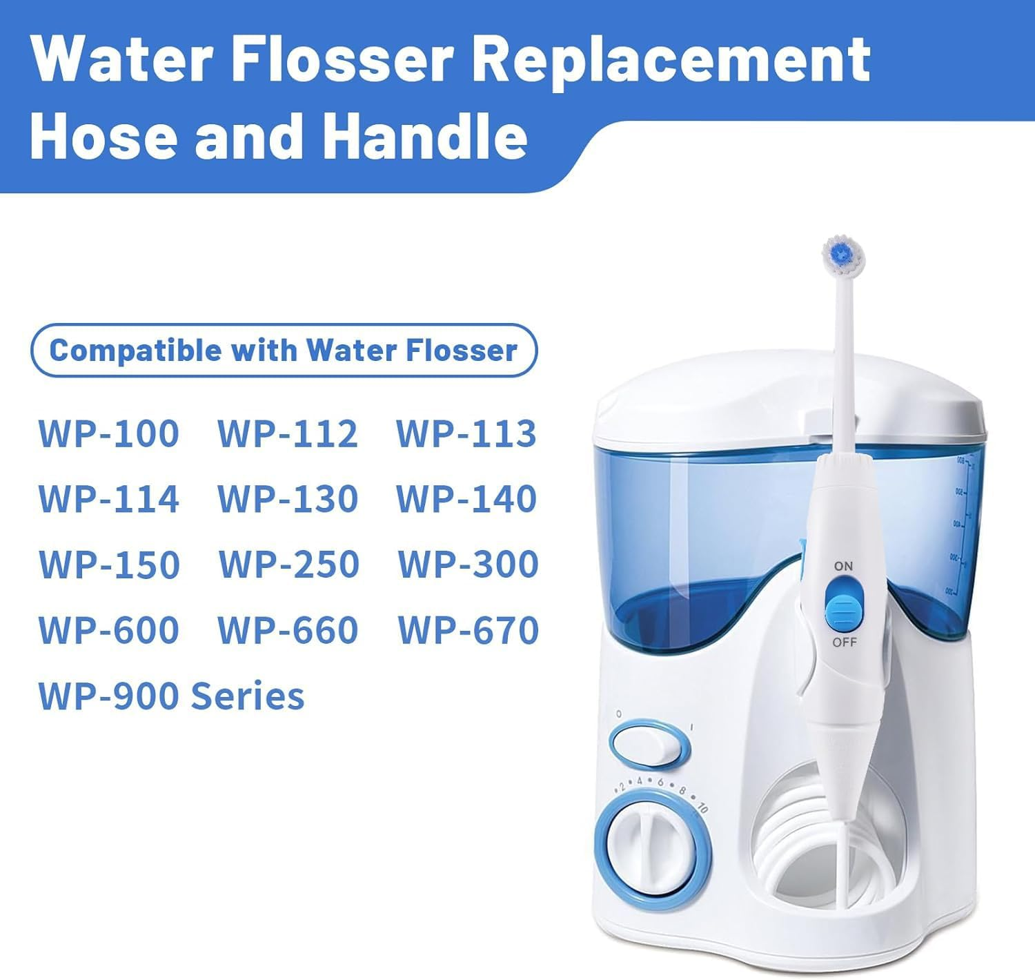 Oralphi Replacement Hose and Handle Parts Compatible with Waterpik Water Flosser WP-100 WP-300 WP-660 WP-900 Series Oral Irrigator, Plastic Handle, Oral Hygiene Accessories (Slide Switch) - Slide Switch image number 5