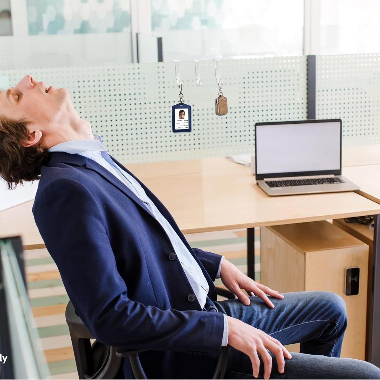 4 Pack Adjustable Cubicle Hooks Metal over the Door Mirror Hooks Cubicle Hangers Universal Door Hangers for Hats, Fit Panels with 1.4" to 3.5" Thickness (White) - Black image number 4