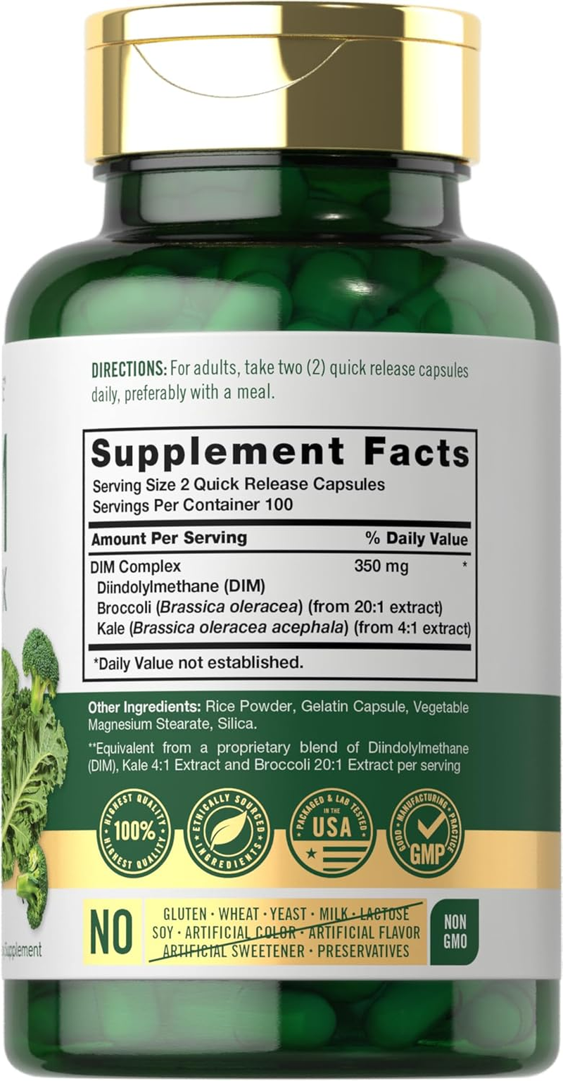 DIM Supplement | 350Mg | 200 Count | Vegetarian, Non-Gmo & Gluten Free Complex | by Carlyle image number 4