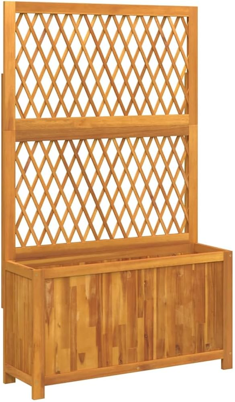 Vidaxl Planter with Trellis - Acacia Wood, Raised Bed Flower Box for Climbing Plants, Rectangular - 100 X 32 X 165 Cm image number 6
